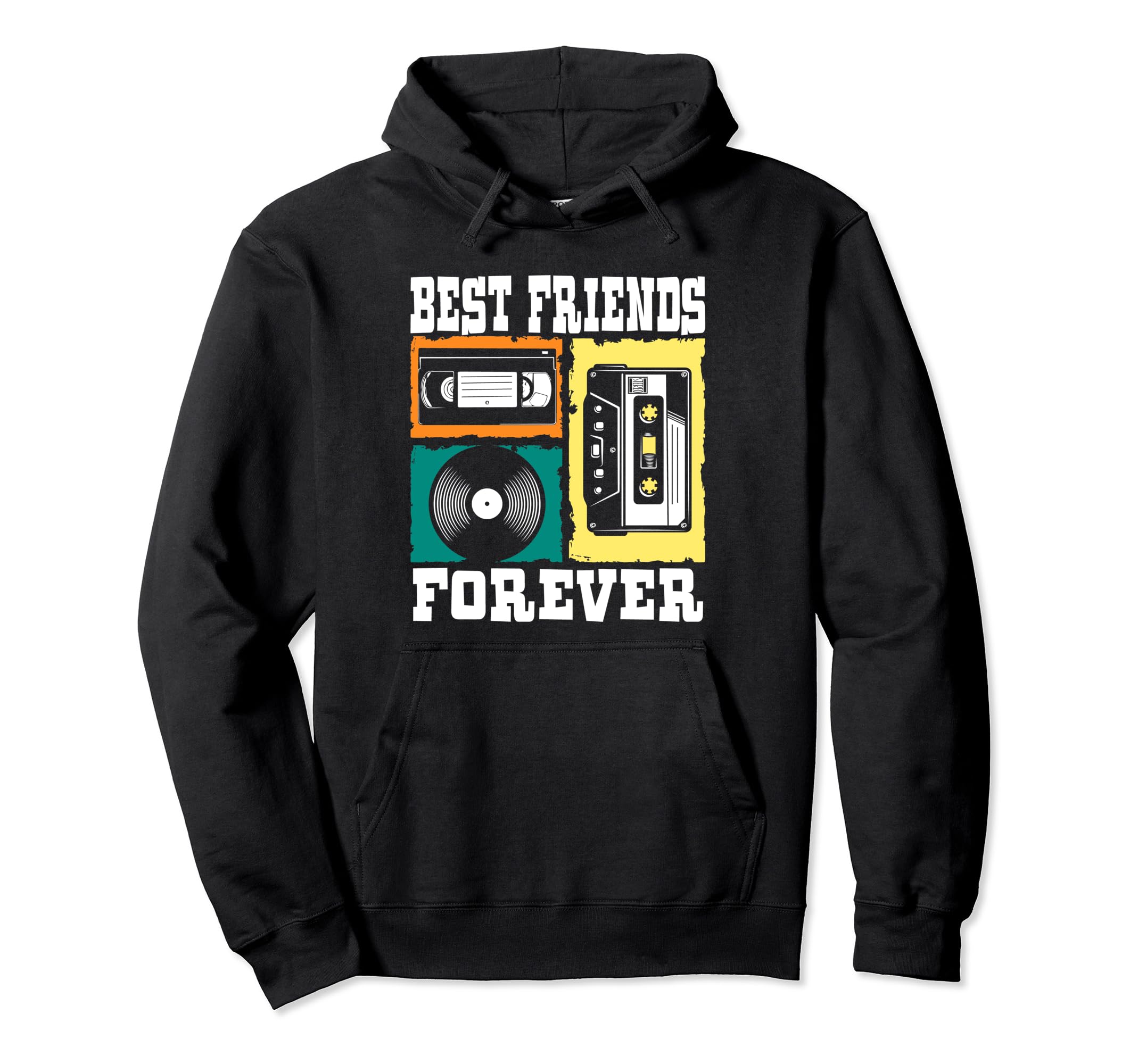 Best Friends Vhs Cassette Vinyl Record 80S Hoodie - Trendy Graphic Unisex - T-Shirt, Sweatshirt, Hoodie