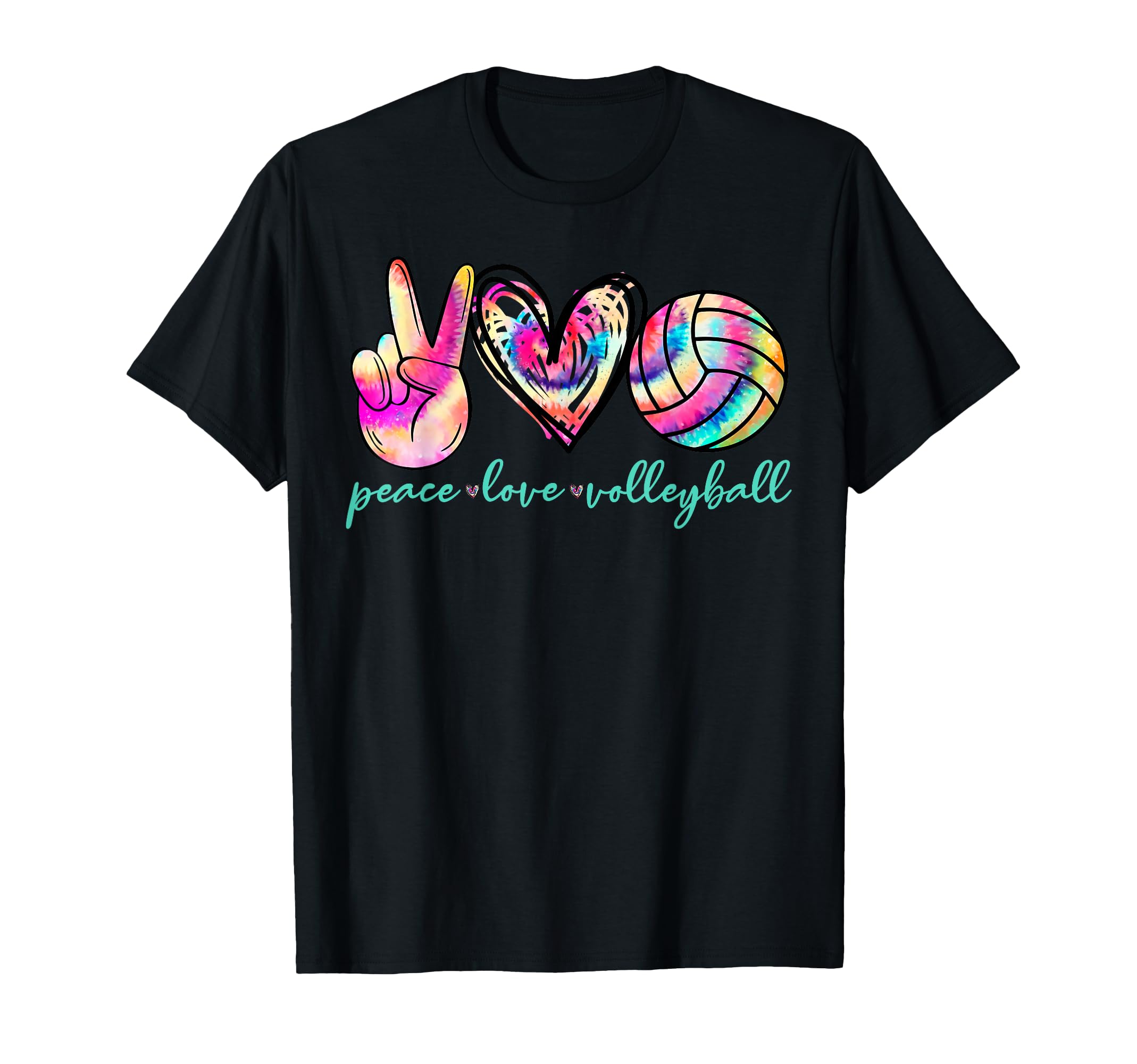 Peace Love Volleyball Player Tie Dye T-Shirt - Unique Graphic for Adults - T-Shirt, Sweatshirt, Hoodie