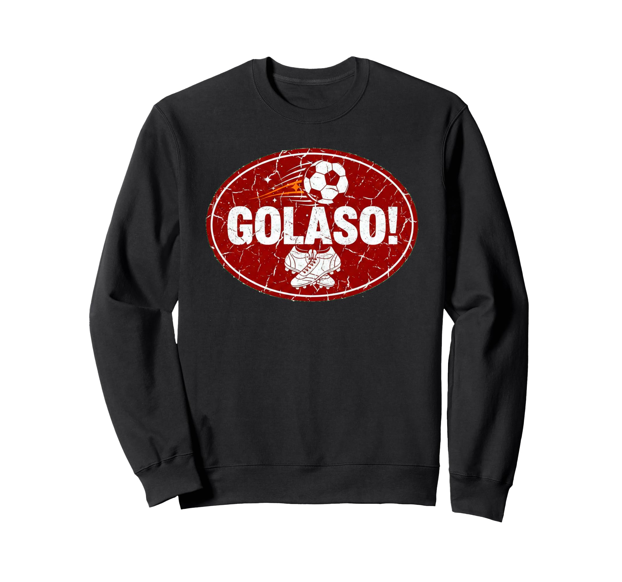 Golaso Distressed Futbol Oval Sweatshirt - Fun Novelty Design for Adults - T-Shirt, Sweatshirt, Hoodie