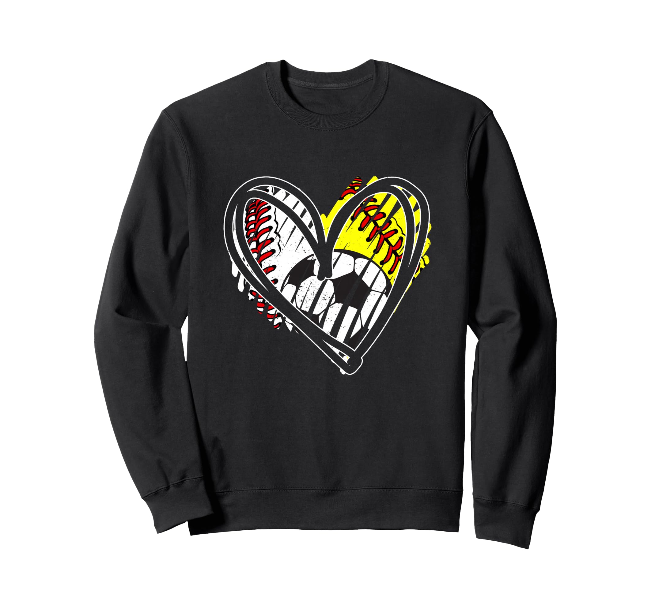 Baseball Softball Soccer Ball Heart Love Sweatshirt - Unique Graphic Unisex - T-Shirt, Sweatshirt, Hoodie