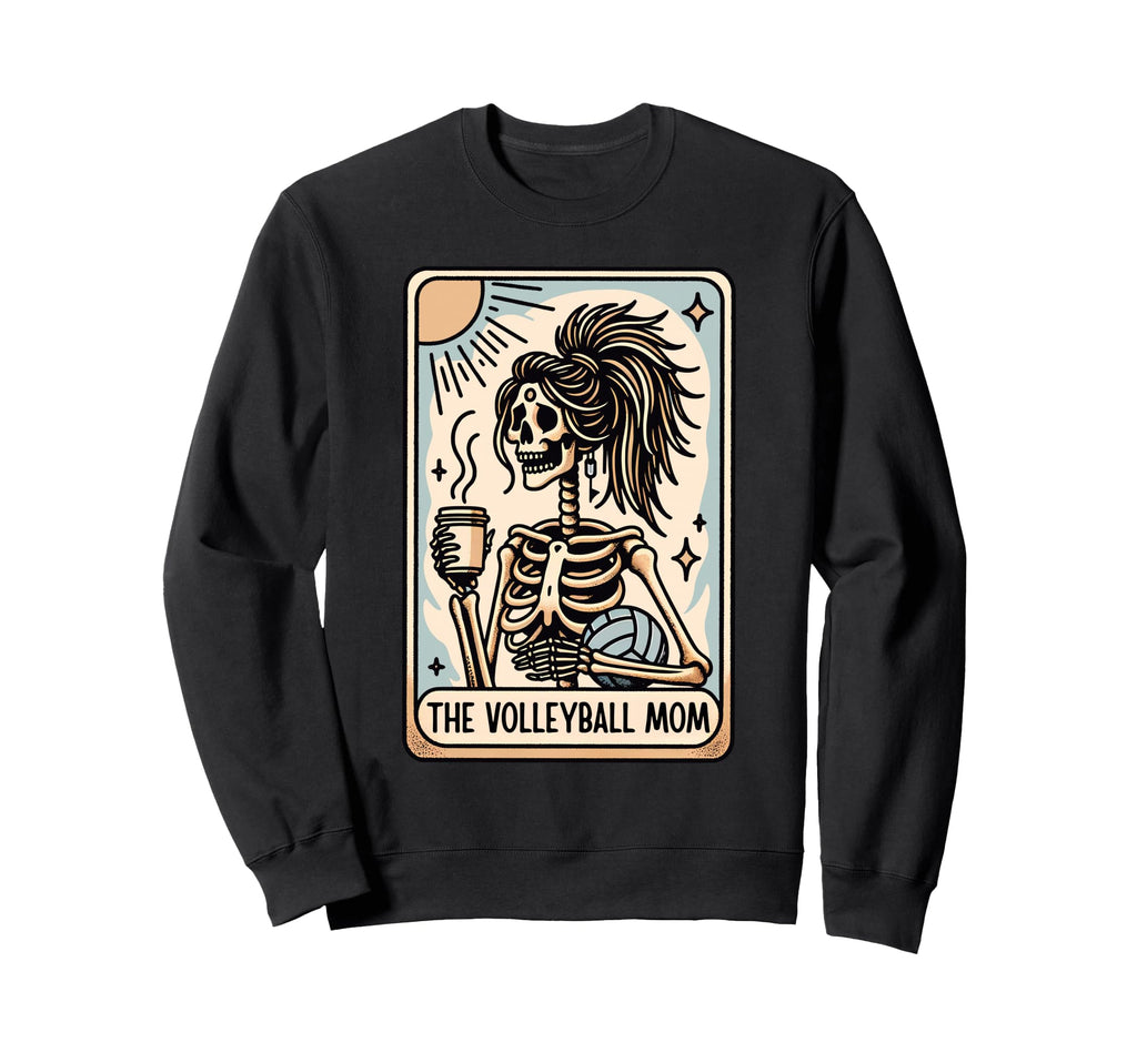 Volleyball Mom Tarot Card Skeleton Sweatshirt - Minimalist Print Men Women - T-Shirt, Sweatshirt, Hoodie
