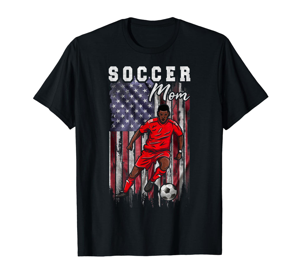 Usa Flag Soccer Player Proud Soccer Mom T-Shirt - Trendy Graphic for Adults - T-Shirt, Sweatshirt, Hoodie