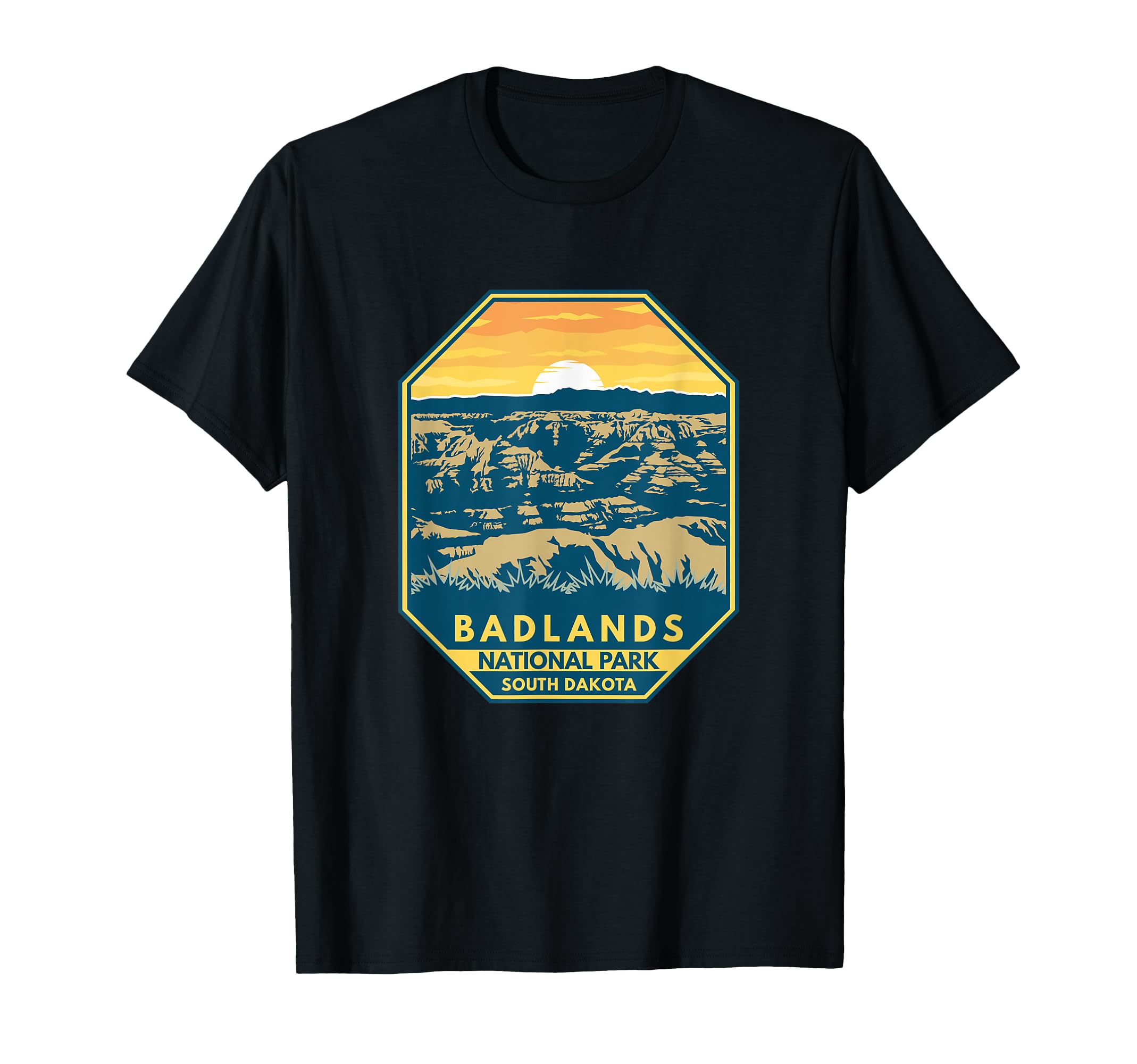 Badlands National Park Sunset Emblem T-Shirt - Minimalist Print Unisex - T-Shirt, Sweatshirt, Hoodie