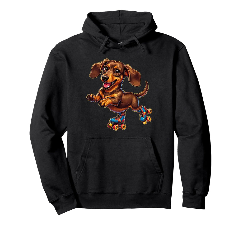 Funny Dachshund Roller Skates Wiener Dog Hoodie - Unique Graphic Unisex - T-Shirt, Sweatshirt, Hoodie