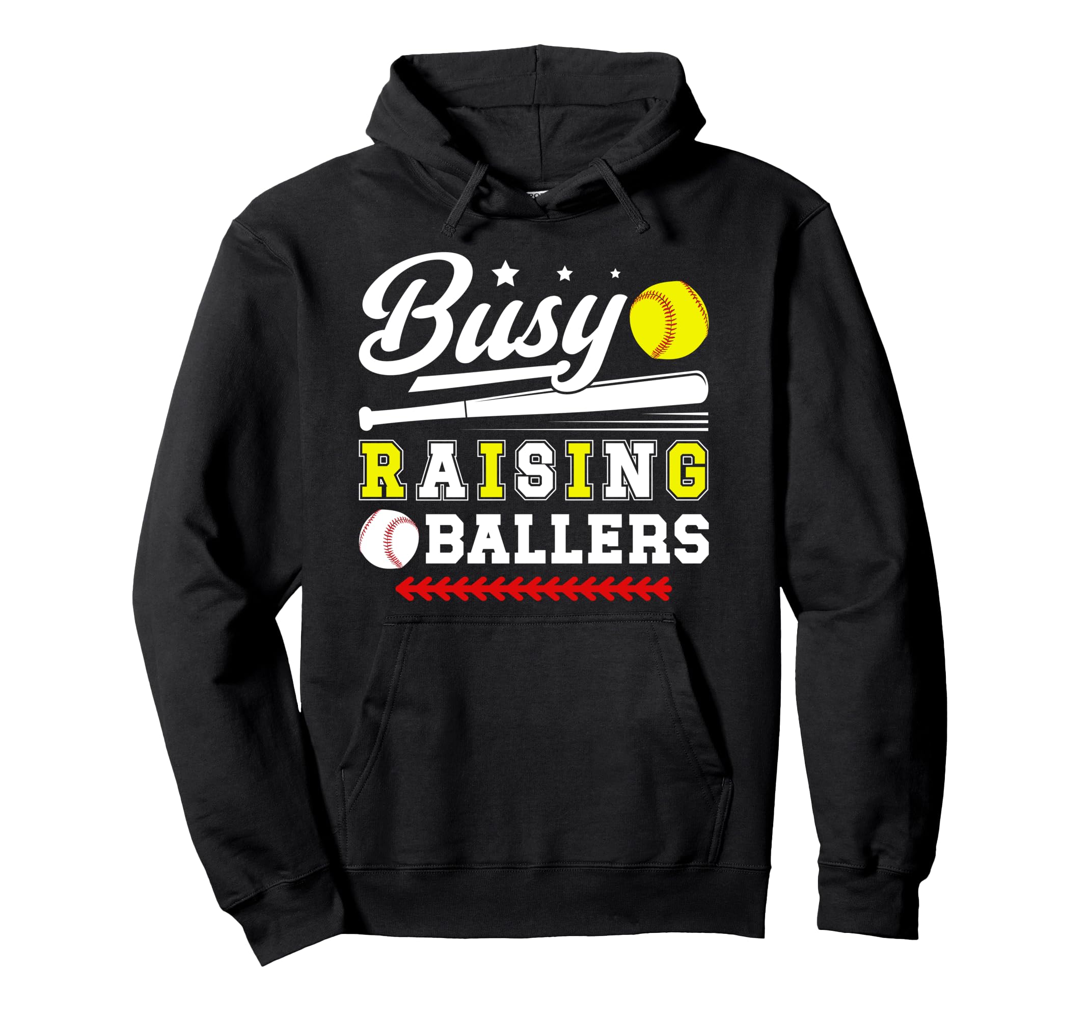 Busy Raising Ballers Softball Baseball Dad Hoodie - Novelty Apparel Unisex - T-Shirt, Sweatshirt, Hoodie