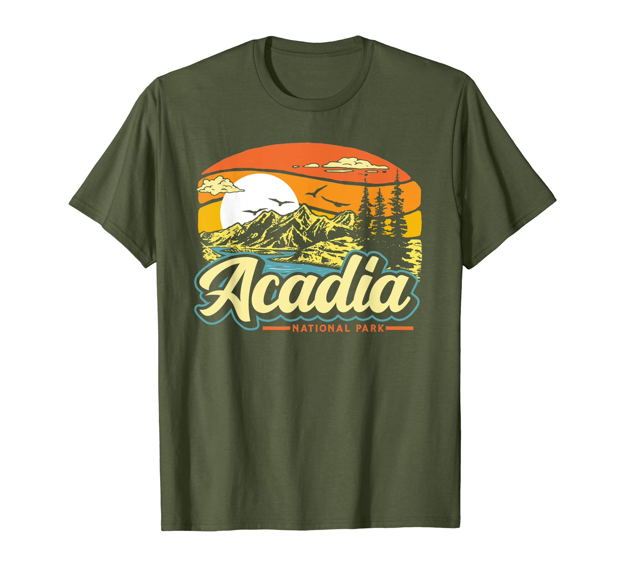 Acadia National Park 80S Mountains T-Shirt - Fun Novelty Design for Adults - T-Shirt, Sweatshirt, Hoodie