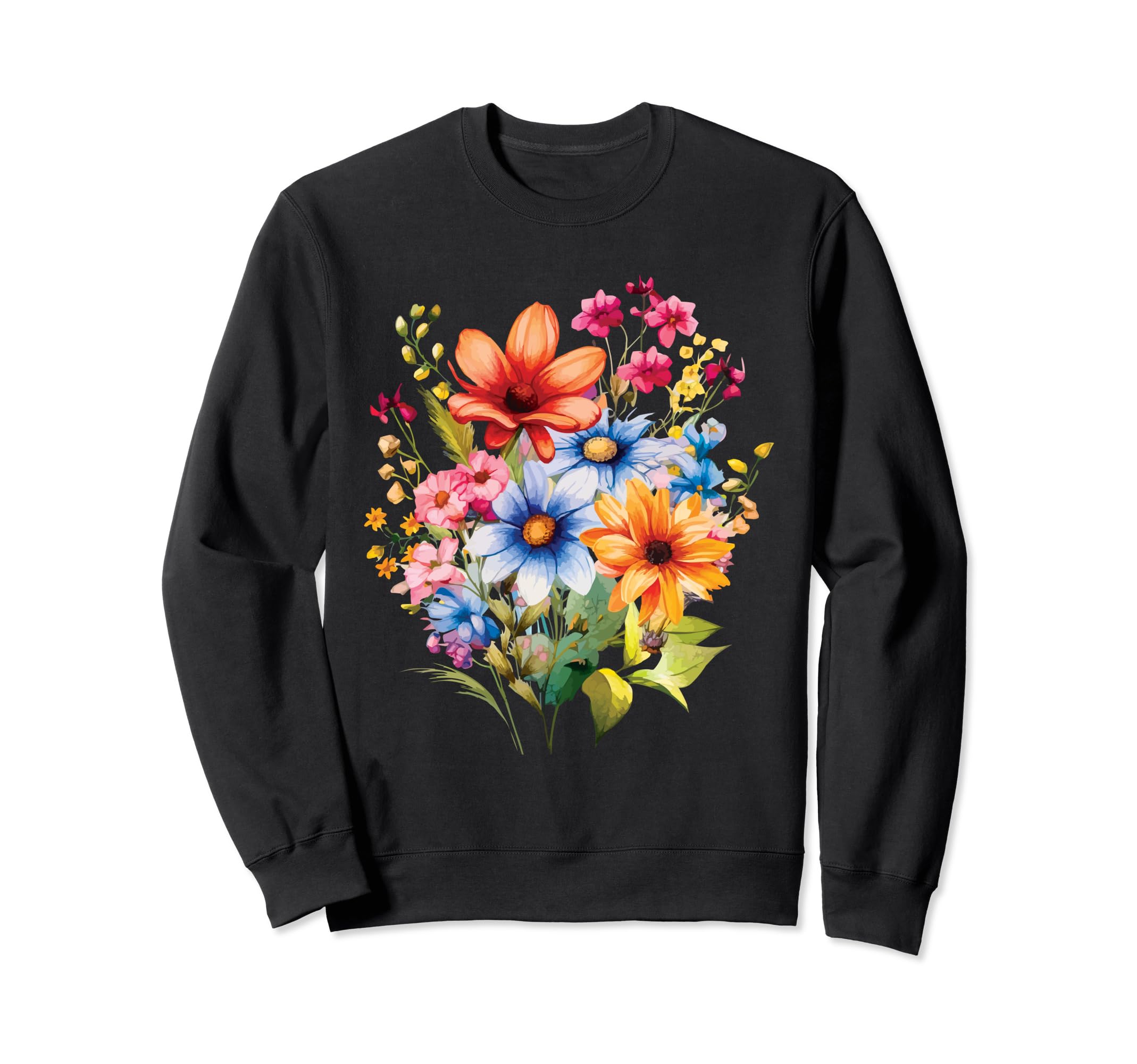 Wildflowers Boho Colorful Wildflower Sweatshirt - Graphic Print Unisex - T-Shirt, Sweatshirt, Hoodie