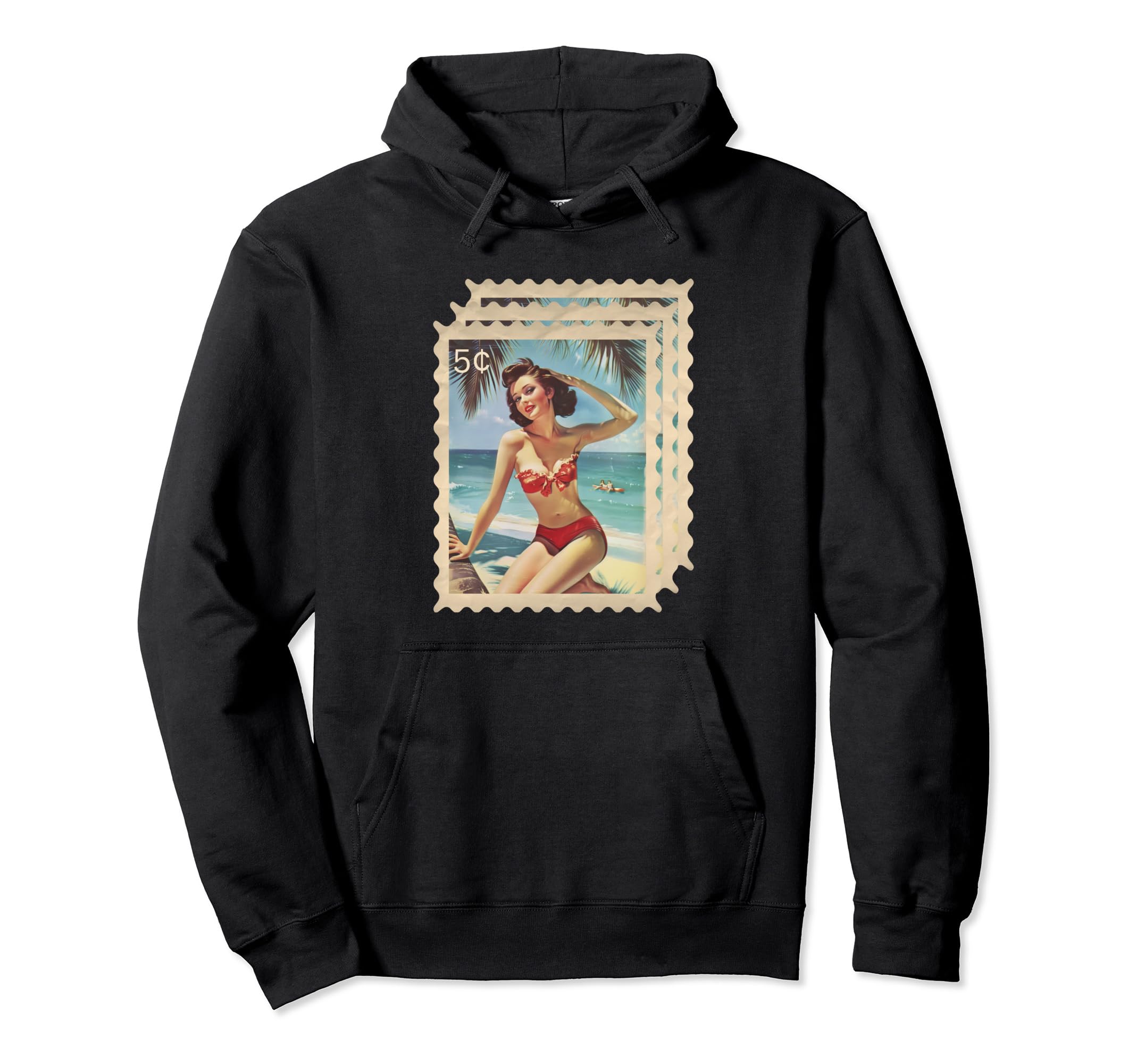 Pin Up Stamp Hoodie - Casual Everyday Wear Men Women - T-Shirt, Sweatshirt, Hoodie