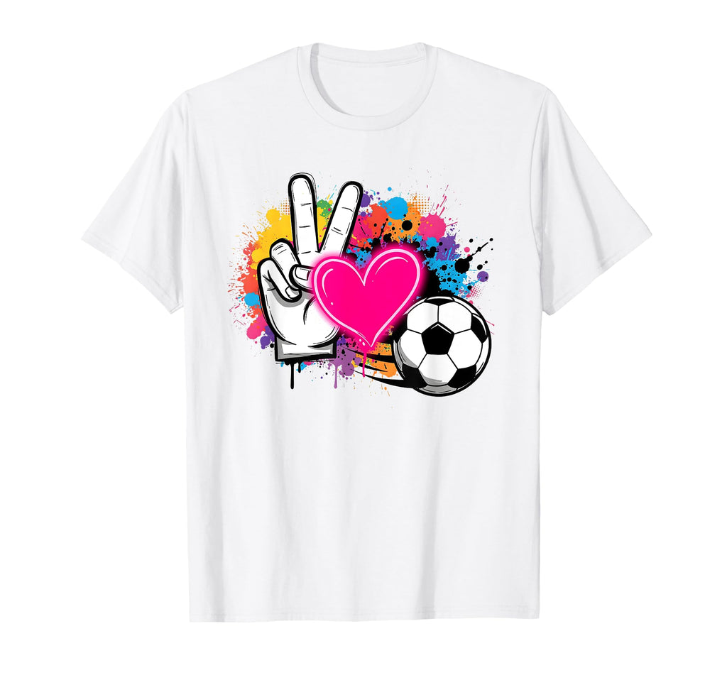 Peace Love Soccer Colorful Teen T-Shirt - Custom Art Print for Adults - T-Shirt, Sweatshirt, Hoodie