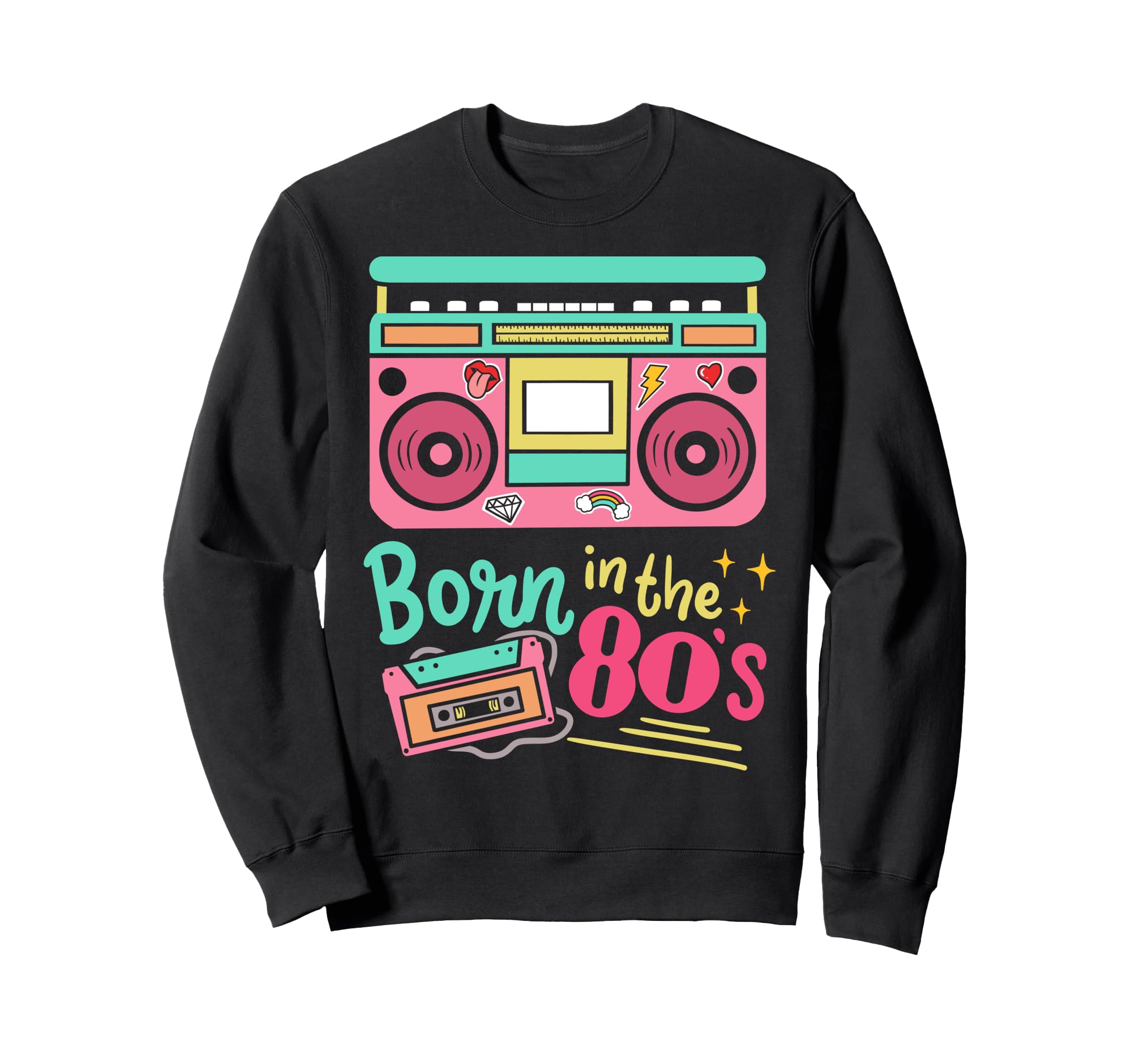80S Eighties Birthday Cassette Tape Sweatshirt - Graphic Print for Adults - T-Shirt, Sweatshirt, Hoodie