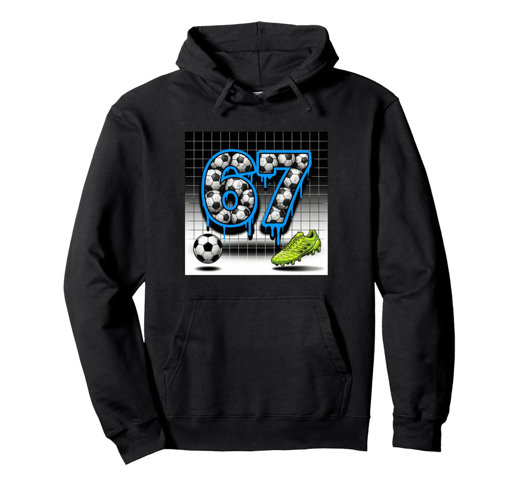 67 Soccer Ball Goalie Net Gloves Hoodie - Fun Novelty Design for Adults - T-Shirt, Sweatshirt, Hoodie