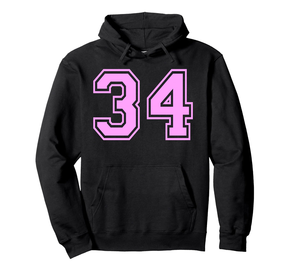 34 Number Thirty Four Sports Varsity Hoodie - Novelty Apparel Unisex - T-Shirt, Sweatshirt, Hoodie