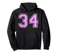 34 Number Thirty Four Sports Varsity Hoodie - Novelty Apparel Unisex - T-Shirt, Sweatshirt, Hoodie