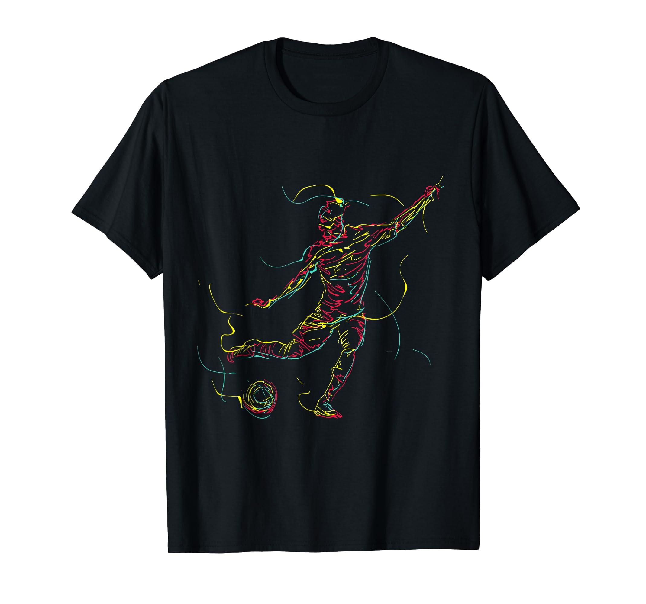 80S Colorful Soccer Player Pop T-Shirt - Unique Graphic for Adults - T-Shirt, Sweatshirt, Hoodie