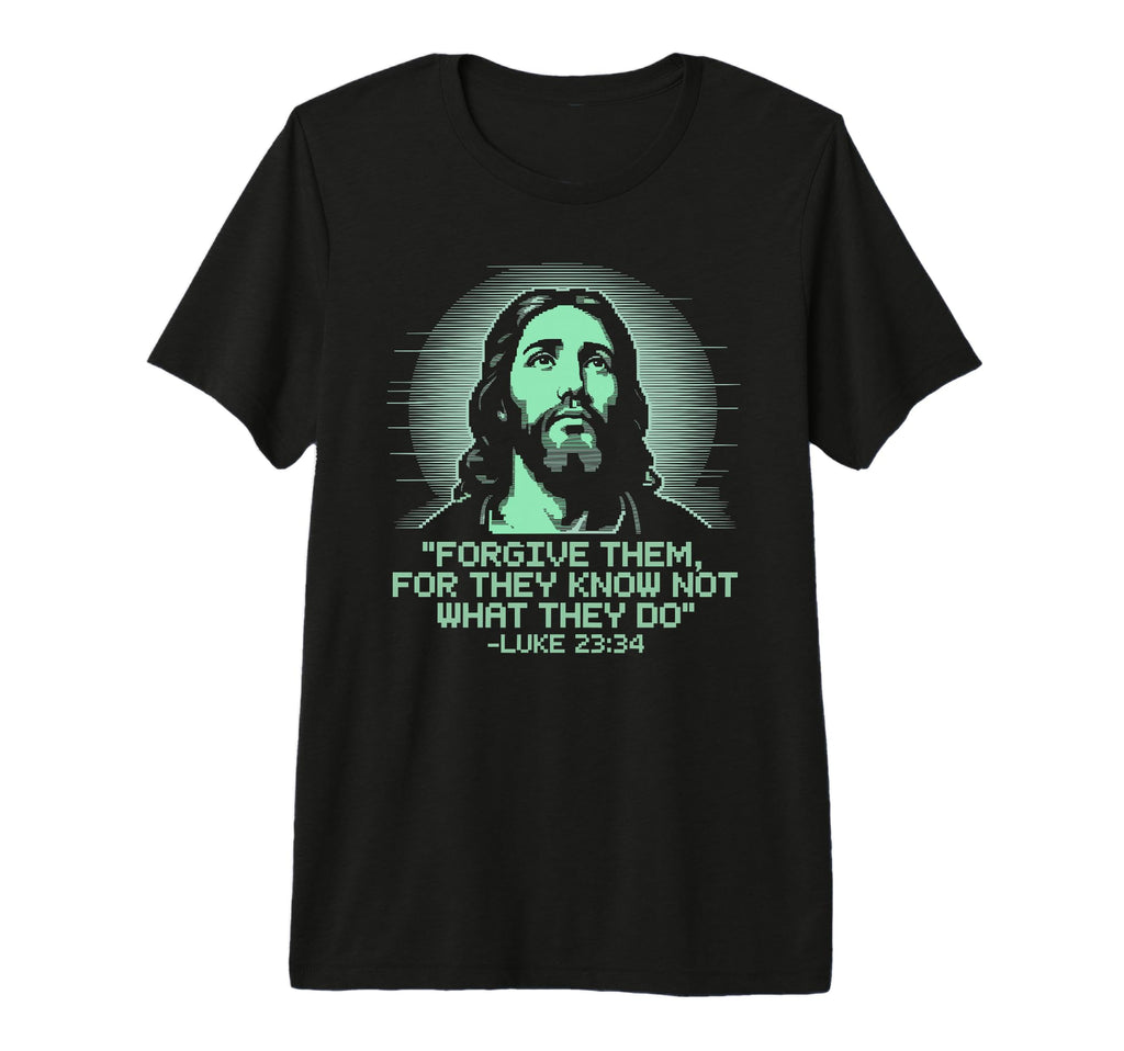 Forgive Them Luke 23 34 Pixel Jesus T-Shirt - Minimalist Print Unisex - T-Shirt, Sweatshirt, Hoodie