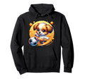 Puppy Dog Playing Soccer Kicking Ball Hoodie - Fun Novelty Design Men Women - T-Shirt, Sweatshirt, Hoodie