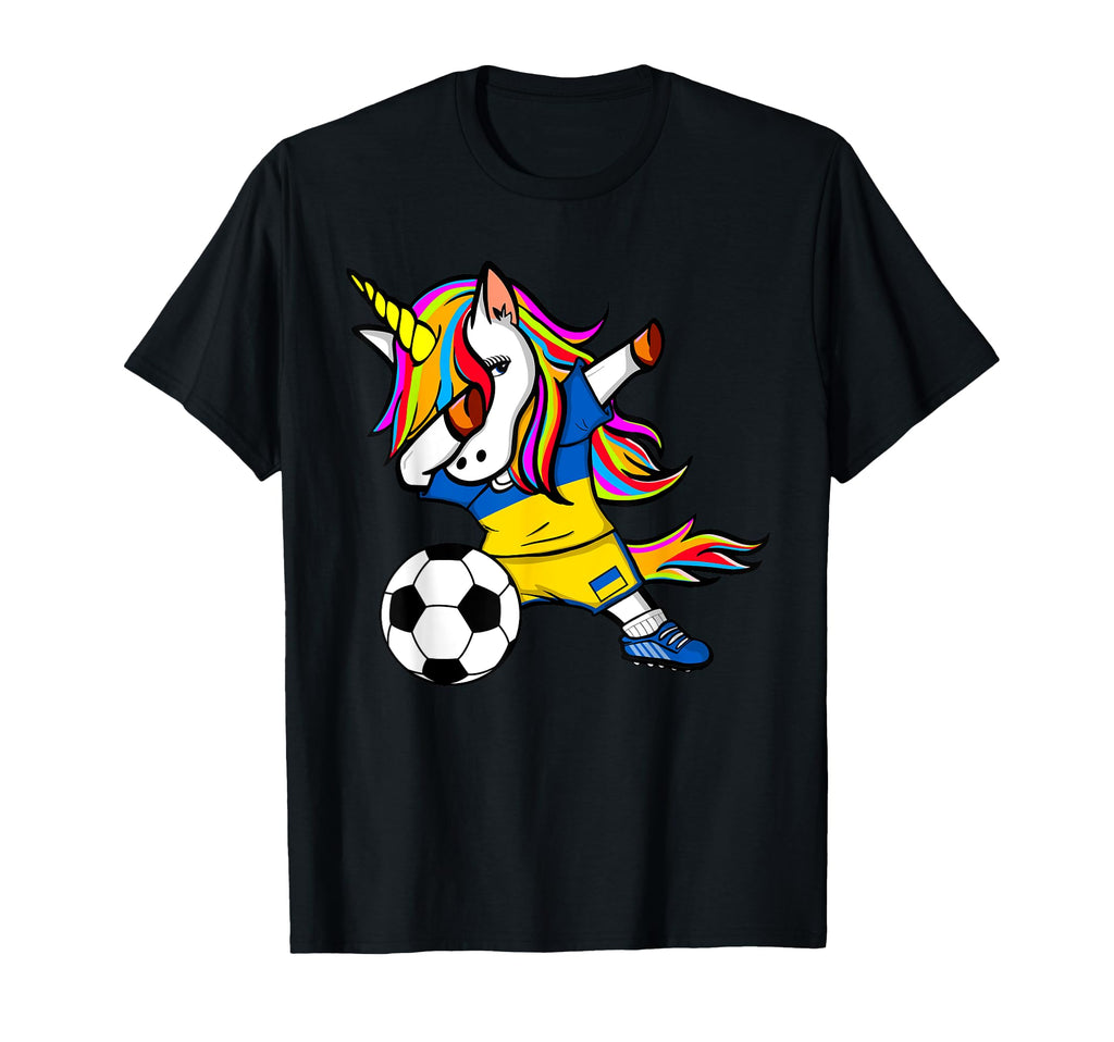 Dabbing Unicorn Ukraine Football T-Shirt - Custom Art Print Unisex - T-Shirt, Sweatshirt, Hoodie