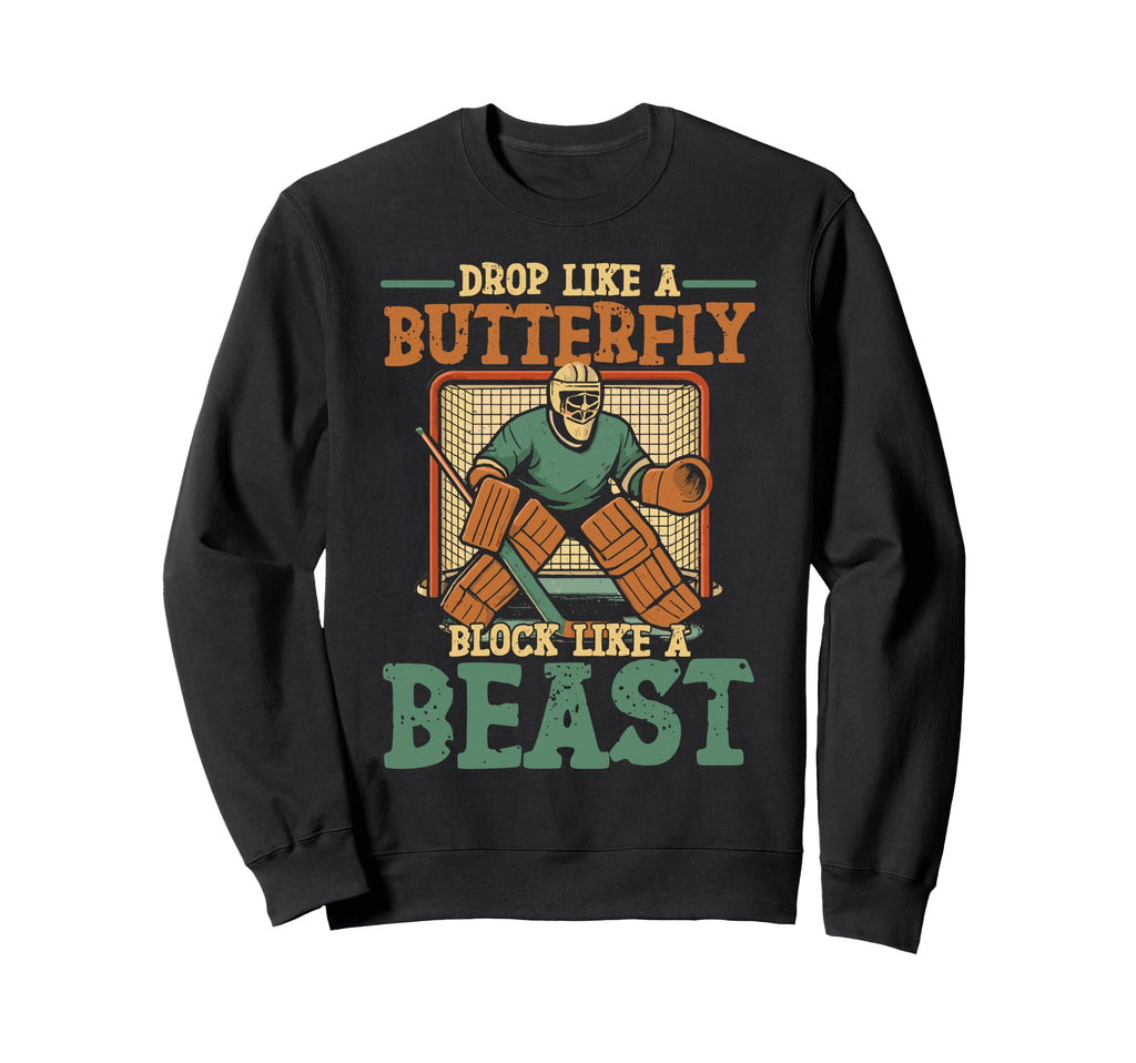 Ice Hockey Goalie Goalkeeper Drop Sweatshirt - Custom Art Print Men Women - T-Shirt, Sweatshirt, Hoodie