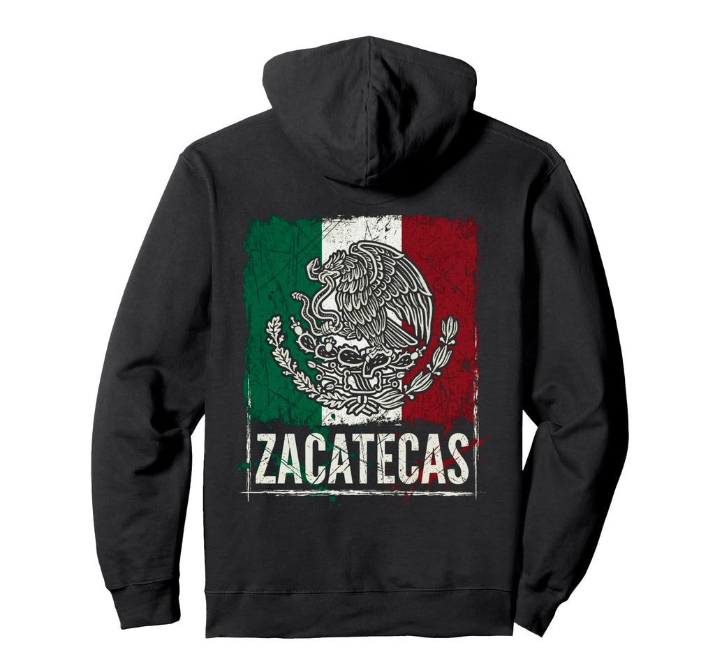 Zacatecas Mexico Flag Distressed Eagle Hoodie - Novelty Apparel for Adults - T-Shirt, Sweatshirt, Hoodie