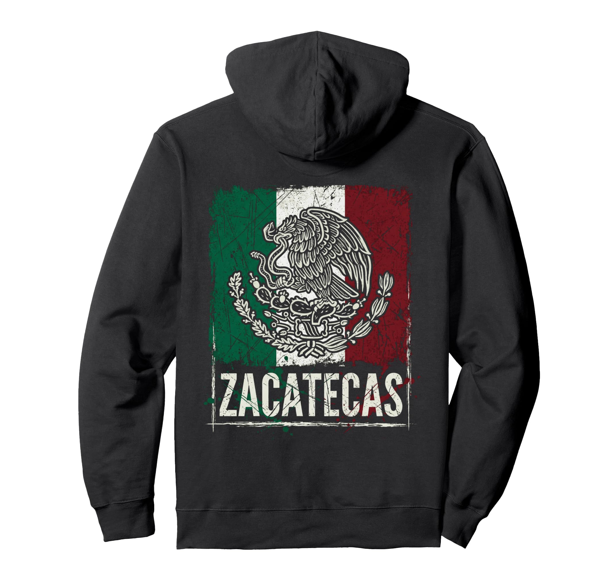 Zacatecas Mexico Flag Distressed Eagle Hoodie - Novelty Apparel for Adults - T-Shirt, Sweatshirt, Hoodie