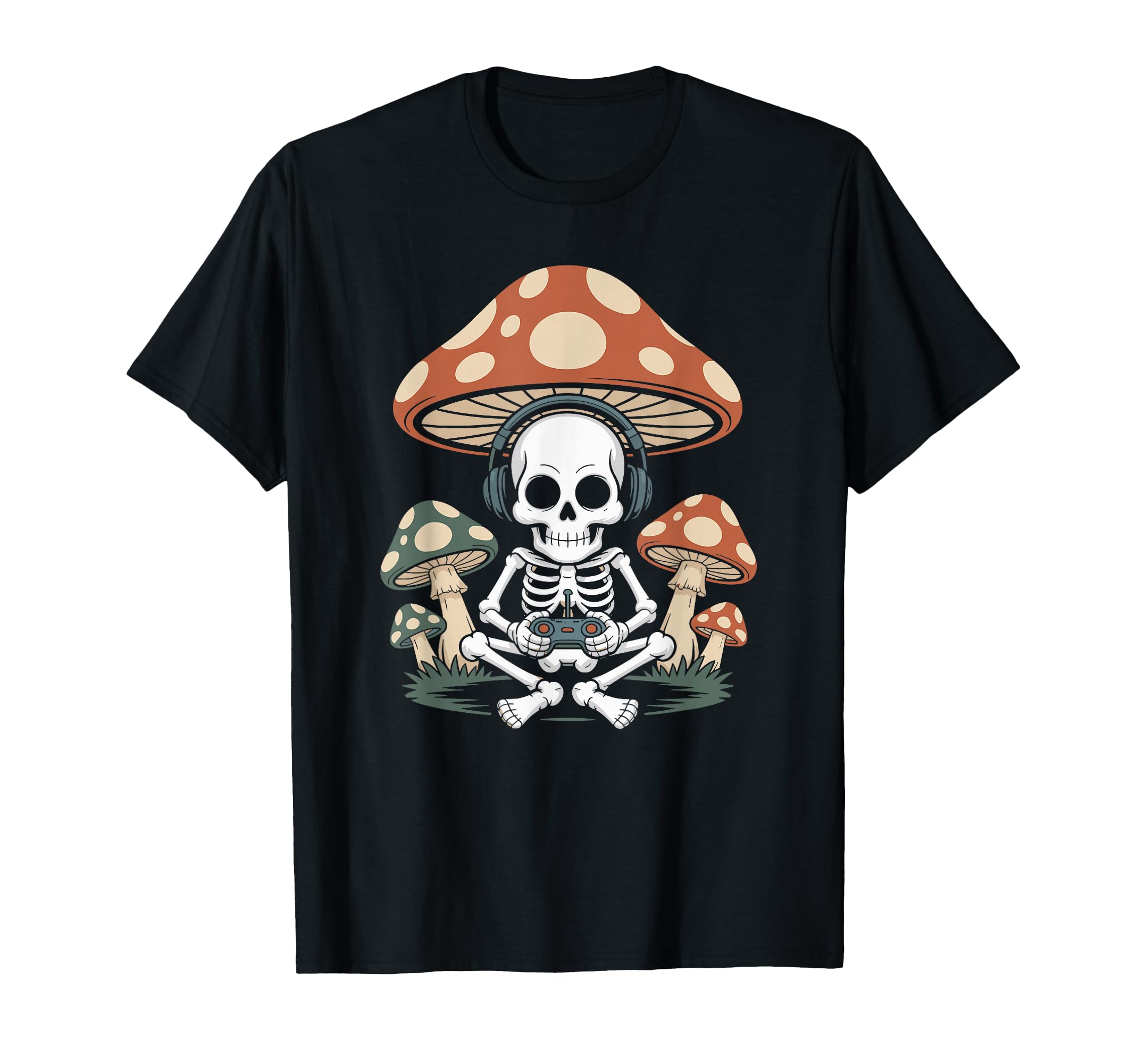 Skeleton Playing Video Games Dark T-Shirt - Minimalist Print for Adults - T-Shirt, Sweatshirt, Hoodie