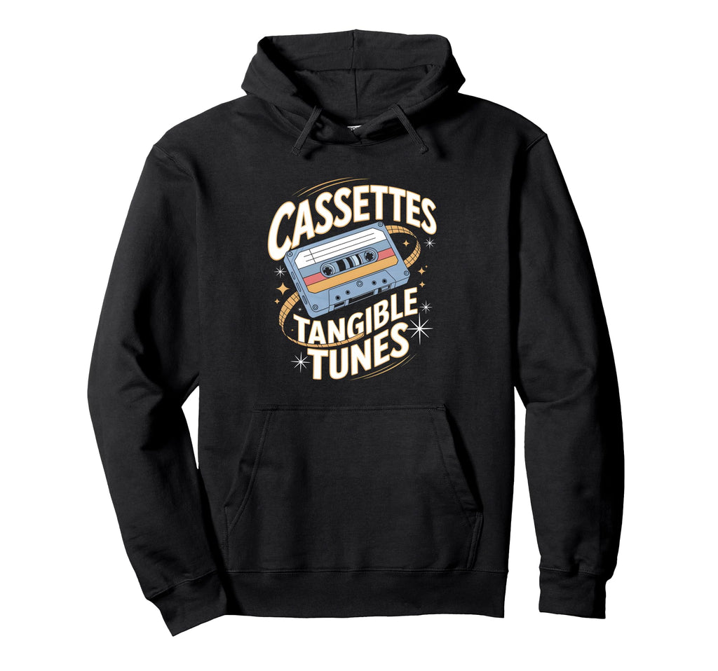 Cassettes Tangible Tunes Cassette Tape Hoodie - Unique Graphic Men Women - T-Shirt, Sweatshirt, Hoodie