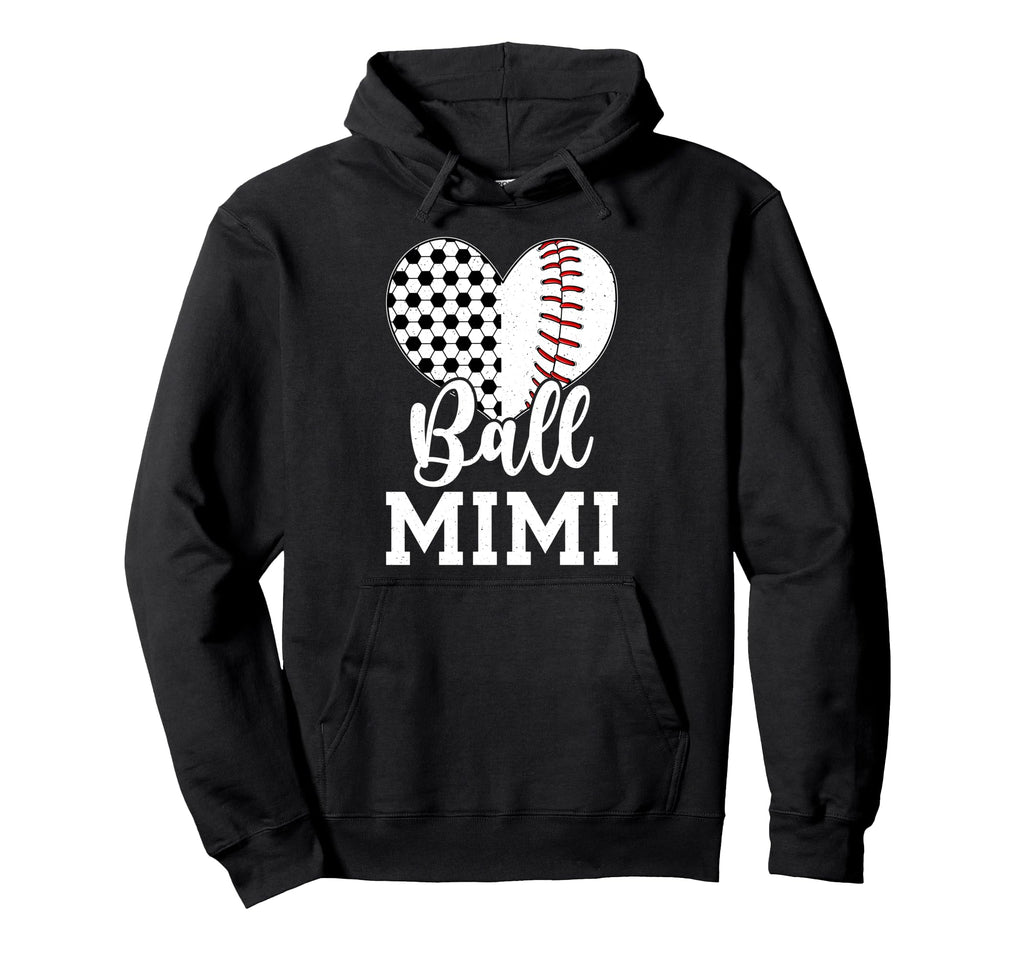 Ball Mimi Grandma Heart Baseball Soccer Hoodie - Novelty Apparel Men Women - T-Shirt, Sweatshirt, Hoodie