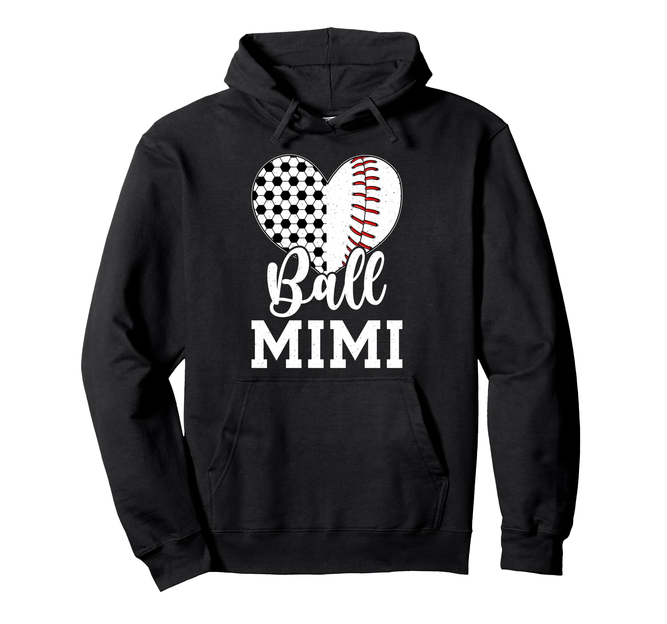 Ball Mimi Grandma Heart Baseball Soccer Hoodie - Novelty Apparel Men Women - T-Shirt, Sweatshirt, Hoodie