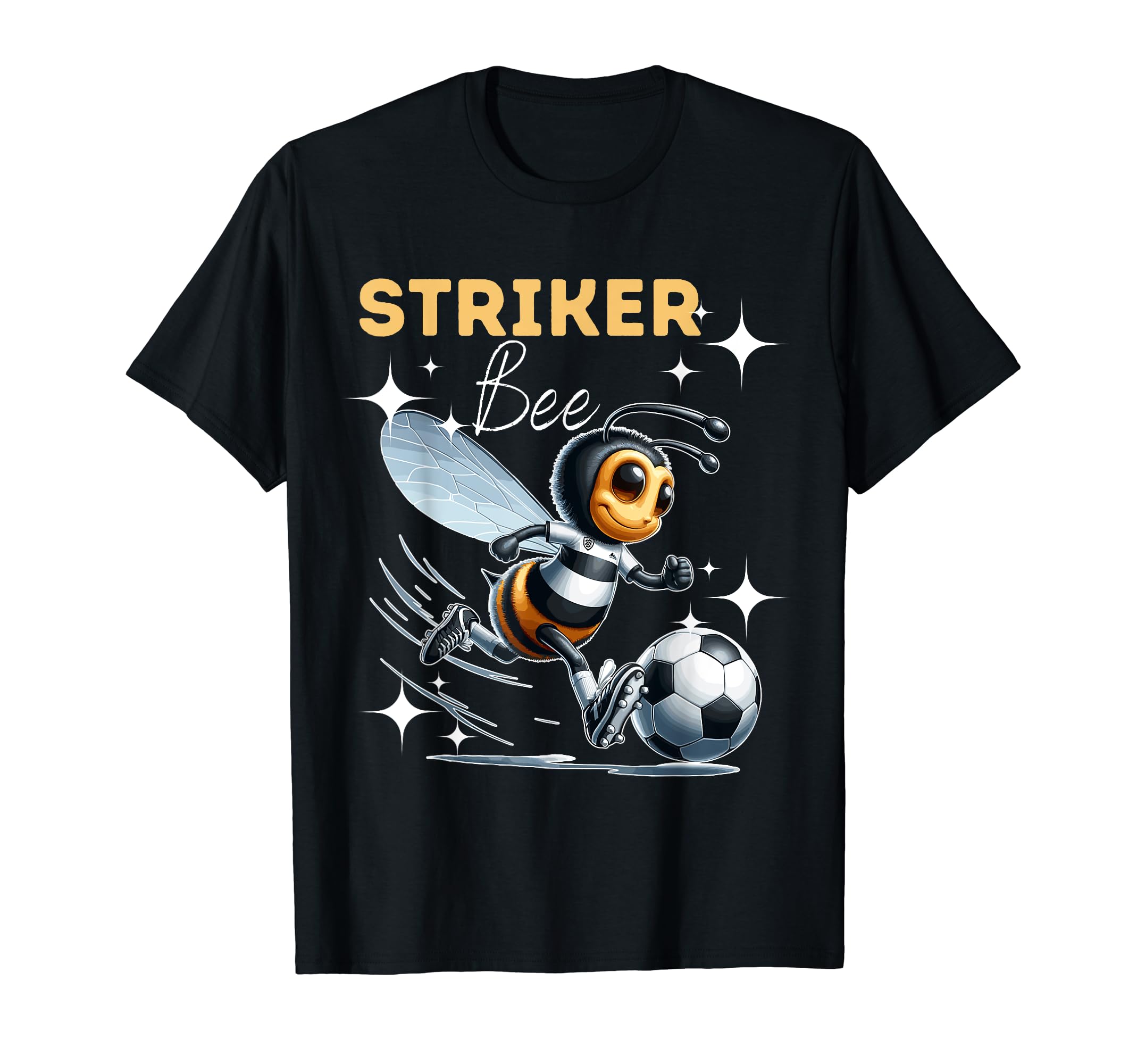 Striker Bee Soccer Enthusiast T-Shirt - Graphic Print Unisex - T-Shirt, Sweatshirt, Hoodie