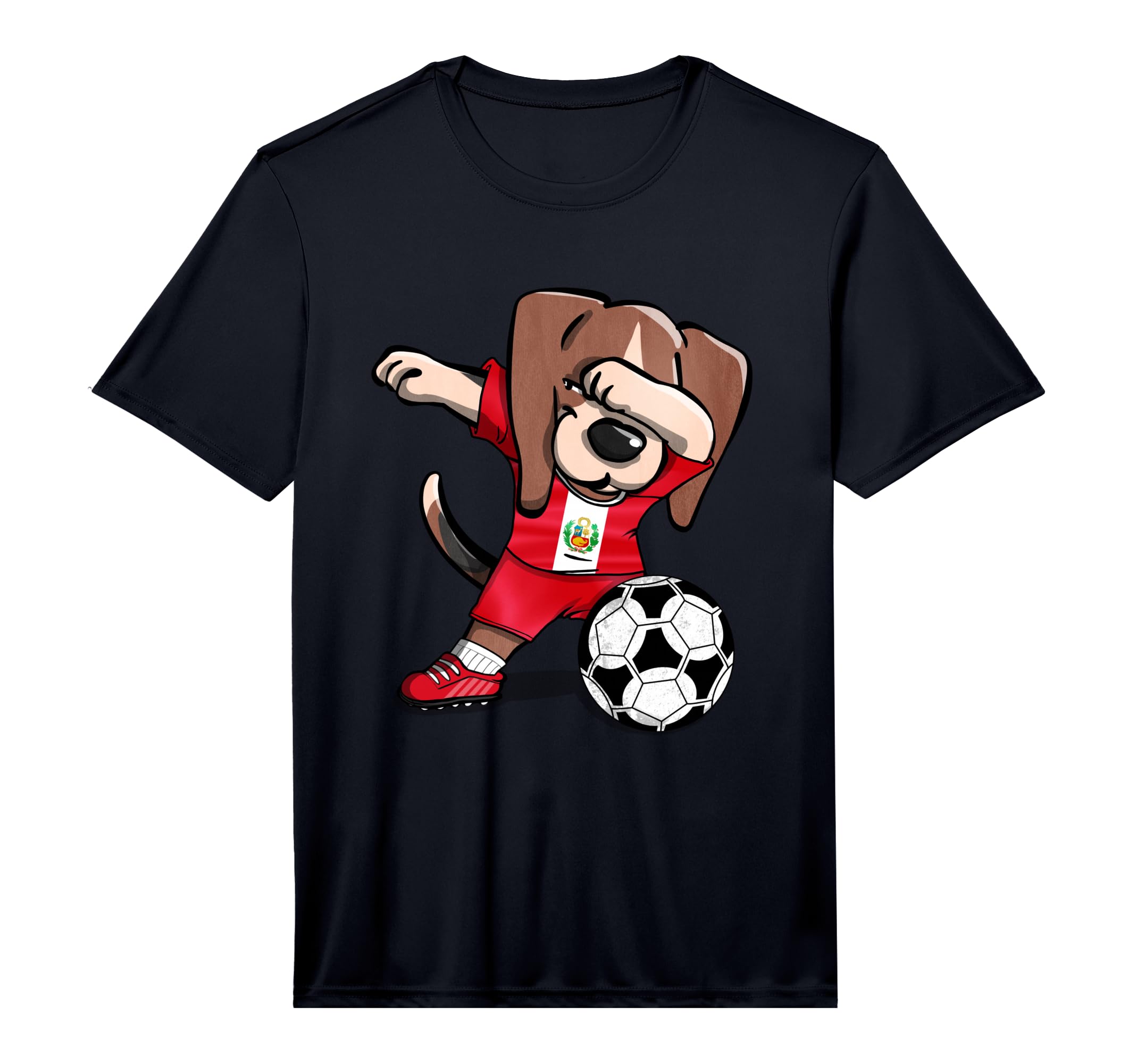 Dabbing Beagle Dog Peru Soccer Fans T-Shirt - Novelty Apparel for Adults - T-Shirt, Sweatshirt, Hoodie