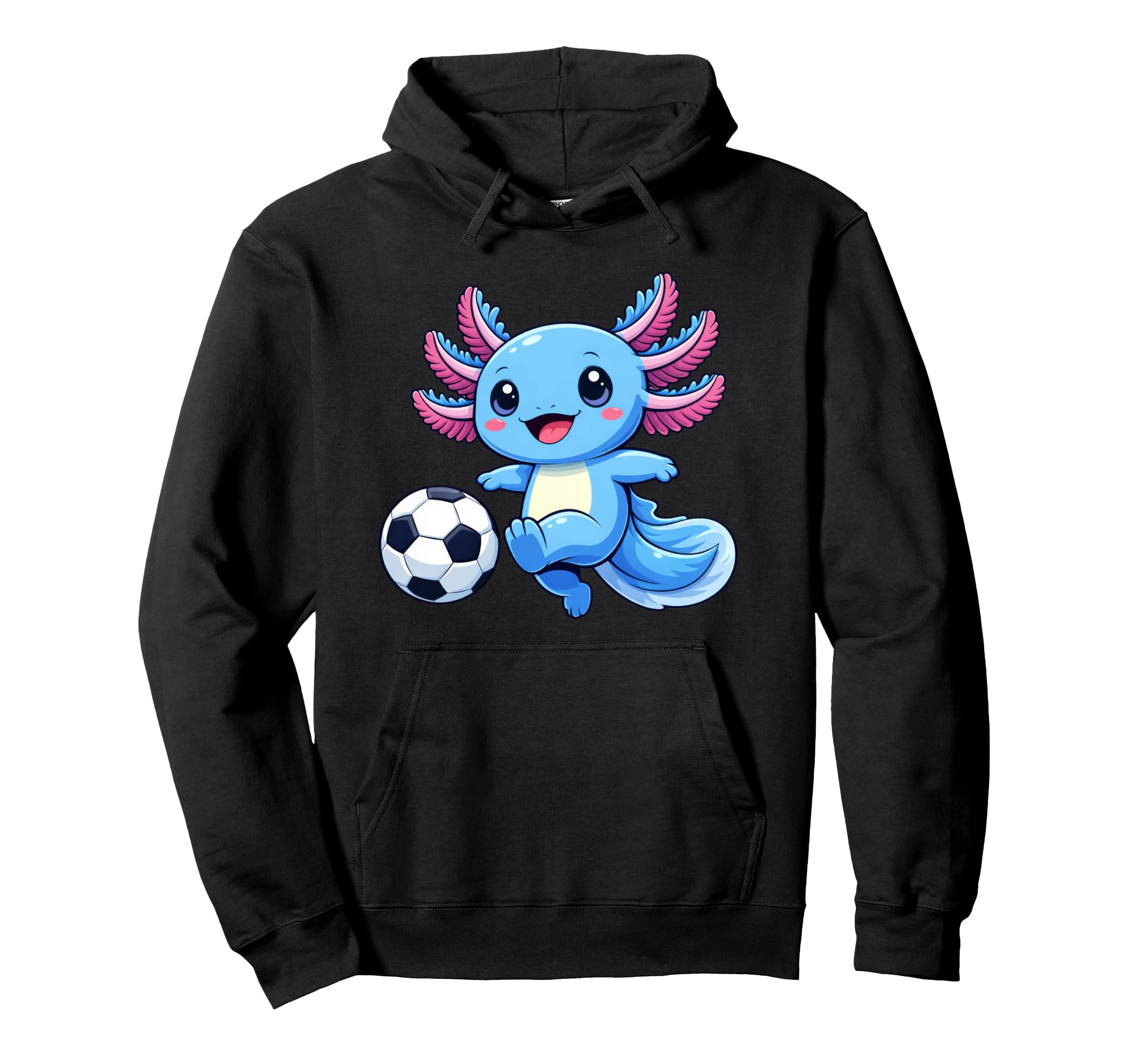 Funny Kawaii Axolotl Soccer Hoodie - Streetwear Style for Adults - T-Shirt, Sweatshirt, Hoodie