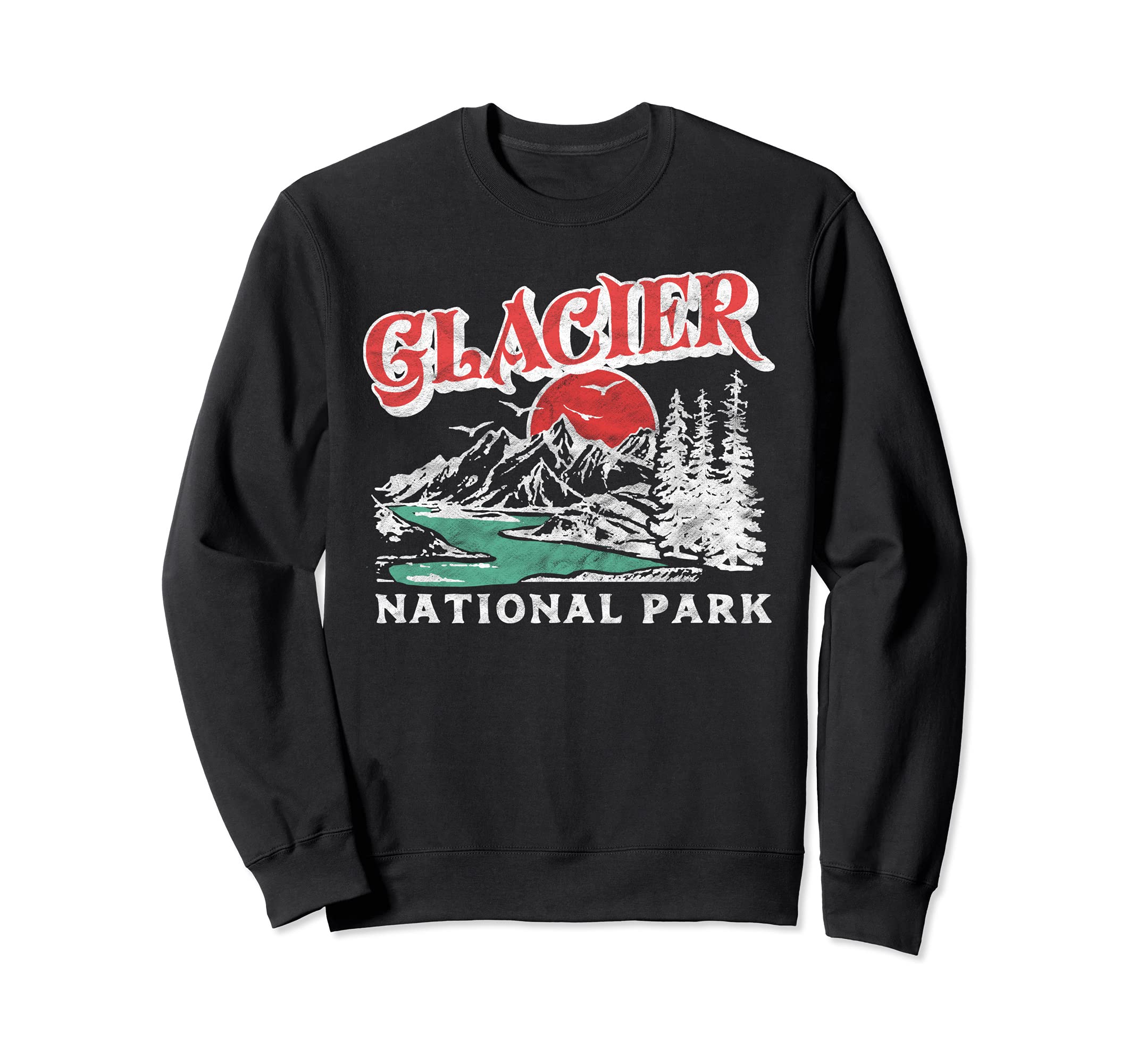 Glacier National Park 80S Mountains Sweatshirt - Custom Art Print Unisex - T-Shirt, Sweatshirt, Hoodie