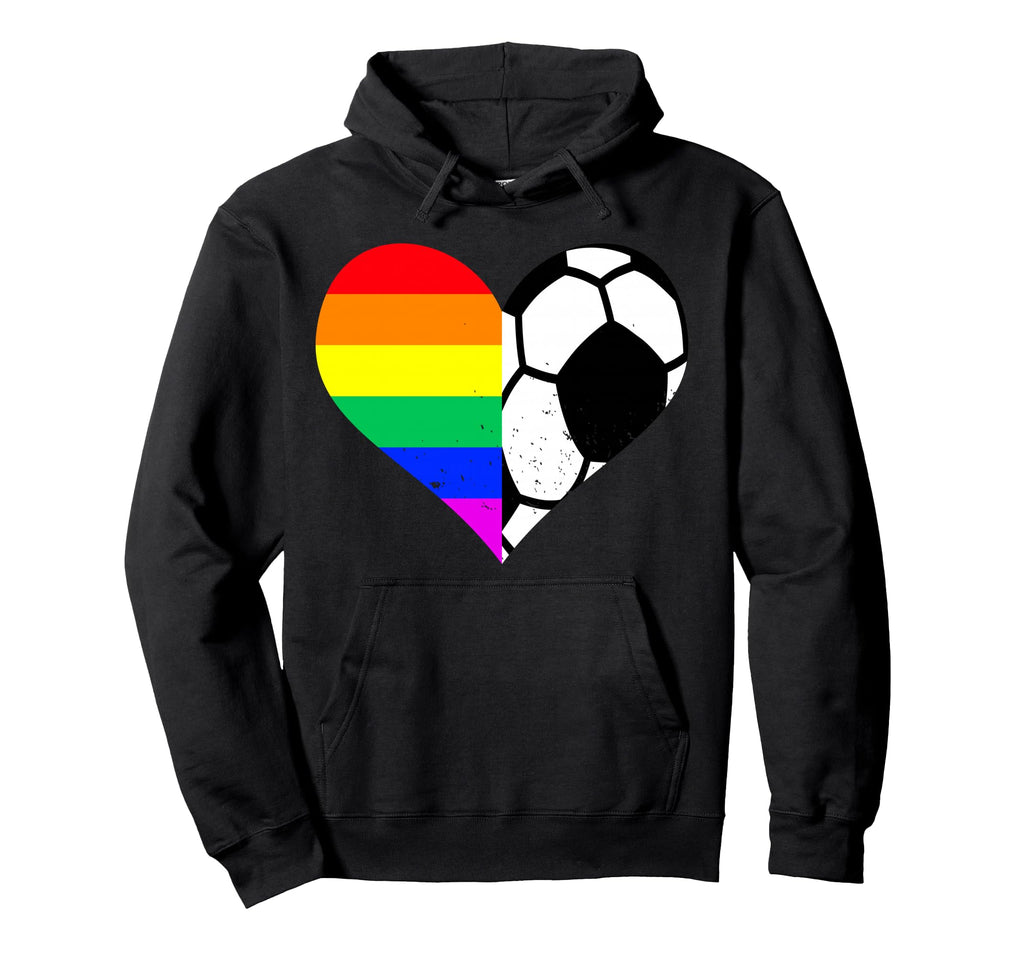 Soccer Lgbt Pride Month Rainbow Heart Hoodie - Streetwear Style Men Women - T-Shirt, Sweatshirt, Hoodie