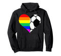 Soccer Lgbt Pride Month Rainbow Heart Hoodie - Streetwear Style Men Women - T-Shirt, Sweatshirt, Hoodie
