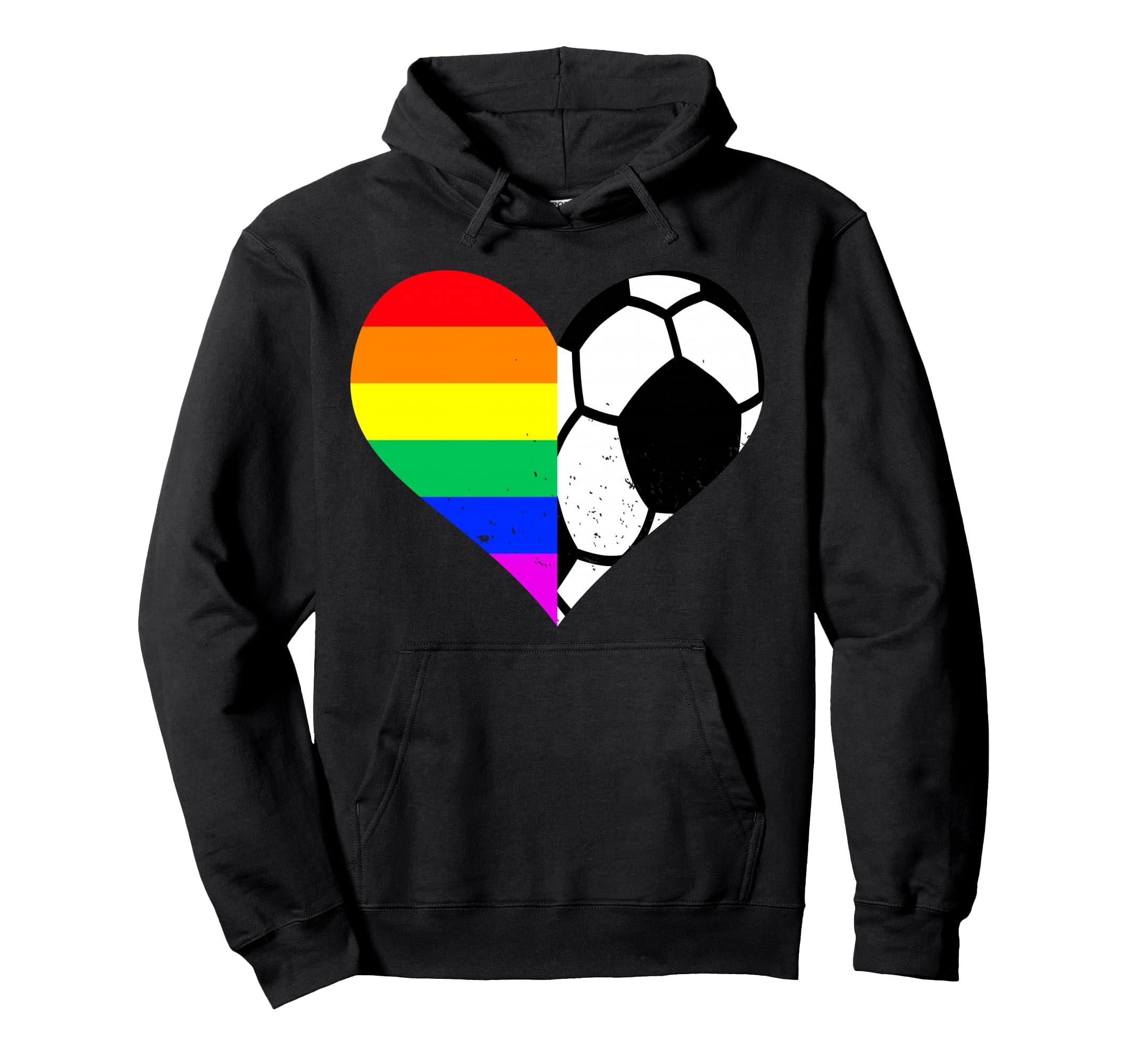 Soccer Lgbt Pride Month Rainbow Heart Hoodie - Streetwear Style Men Women - T-Shirt, Sweatshirt, Hoodie
