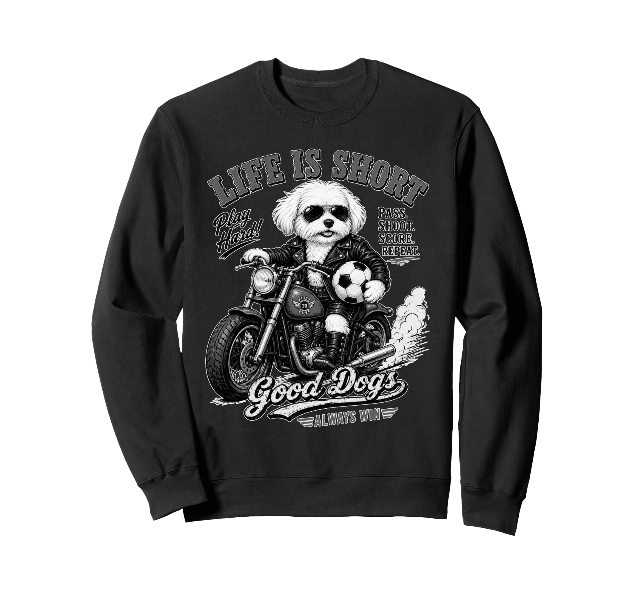 Maltese Motorbike Love Footbal Soccer Sweatshirt - Streetwear Style Unisex - T-Shirt, Sweatshirt, Hoodie