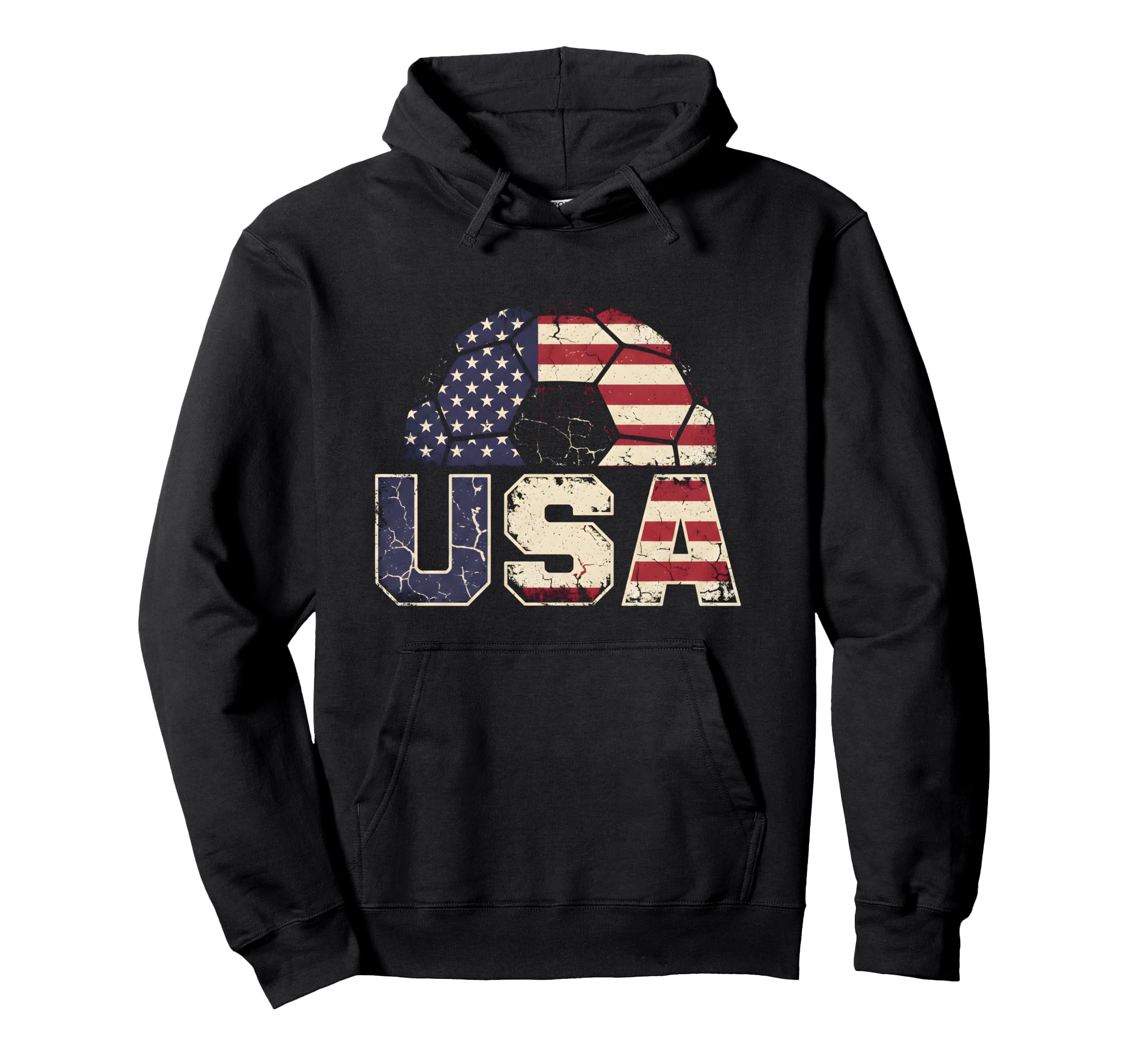 Distressed Usa Soccer Ball Hoodie - Fun Novelty Design Men Women - T-Shirt, Sweatshirt, Hoodie