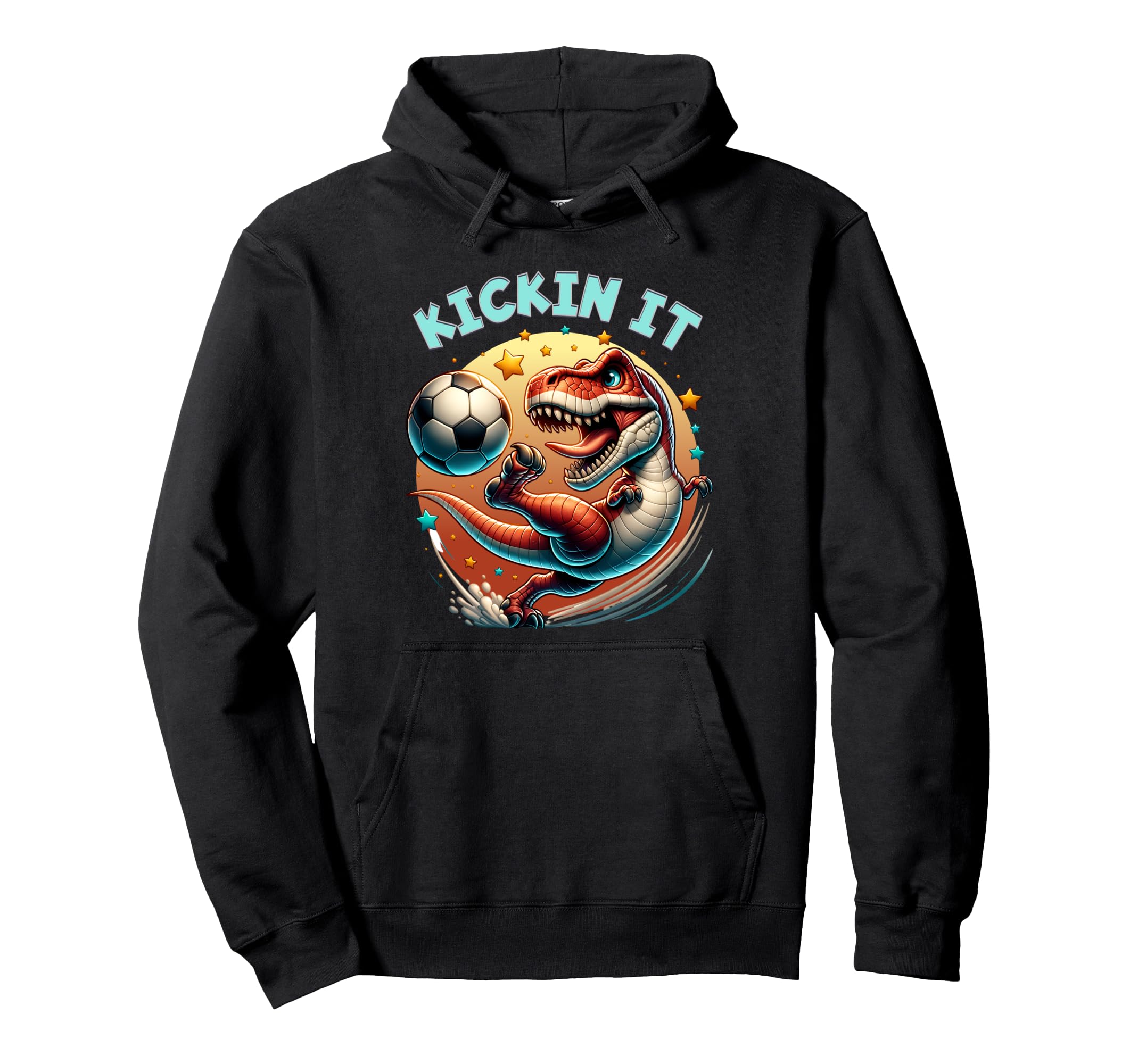 T Rex Dinosaur Soccer Player Ball Kickin Hoodie - Trendy Graphic Men Women - T-Shirt, Sweatshirt, Hoodie