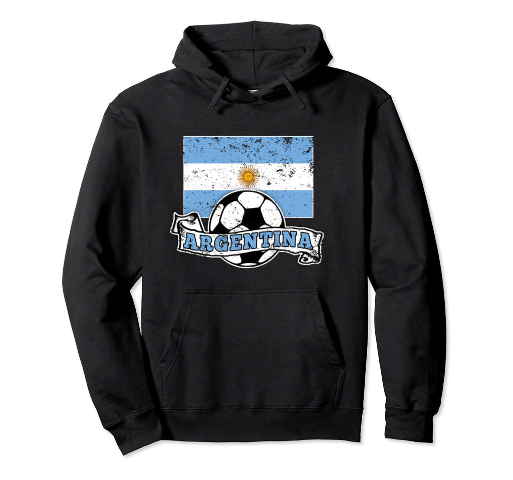 Argentina Flag And Soccer Ball Hoodie - Fun Novelty Design for Adults - T-Shirt, Sweatshirt, Hoodie