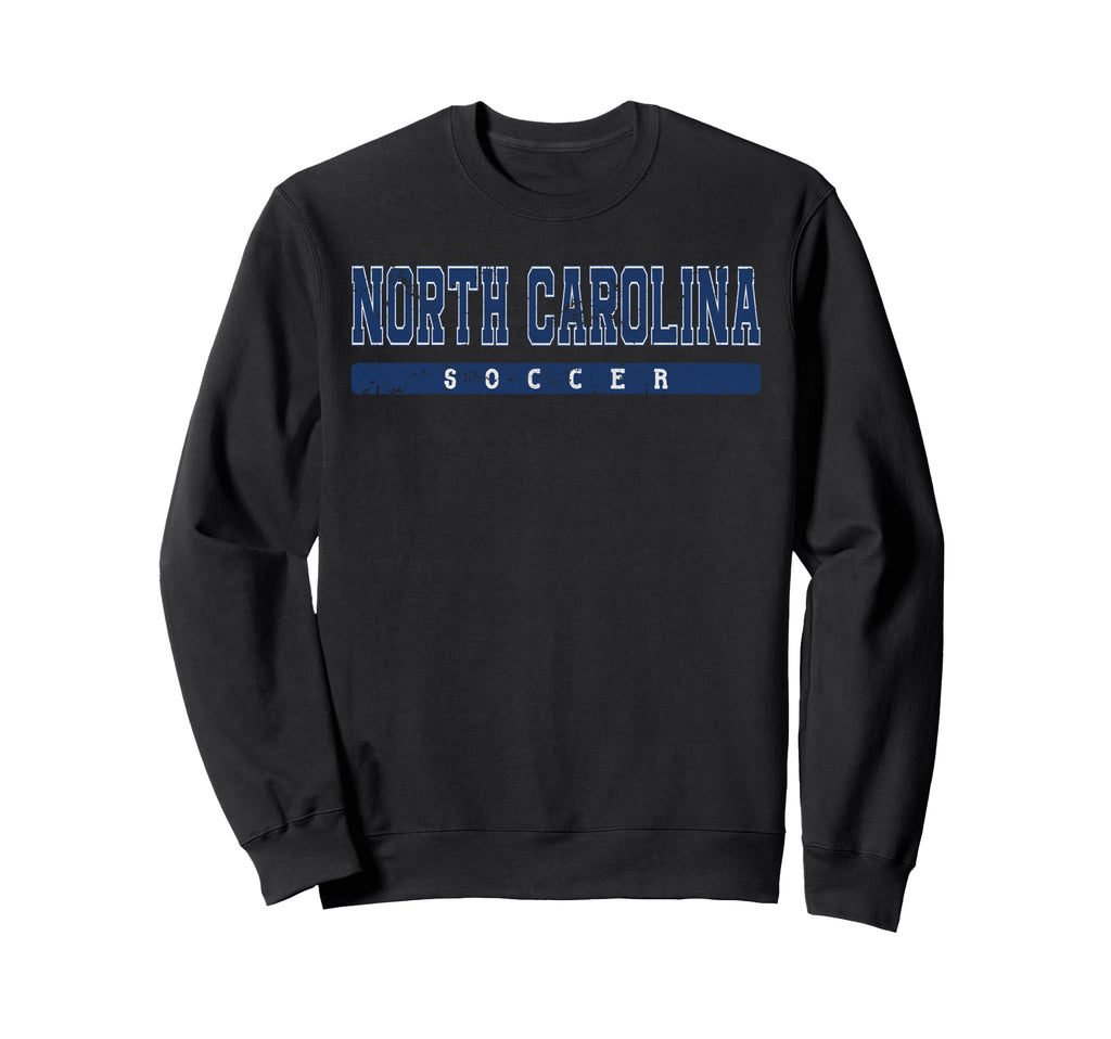 North Carolina Soccer Blue Text Sweatshirt - Aesthetic Graphic Unisex - T-Shirt, Sweatshirt, Hoodie