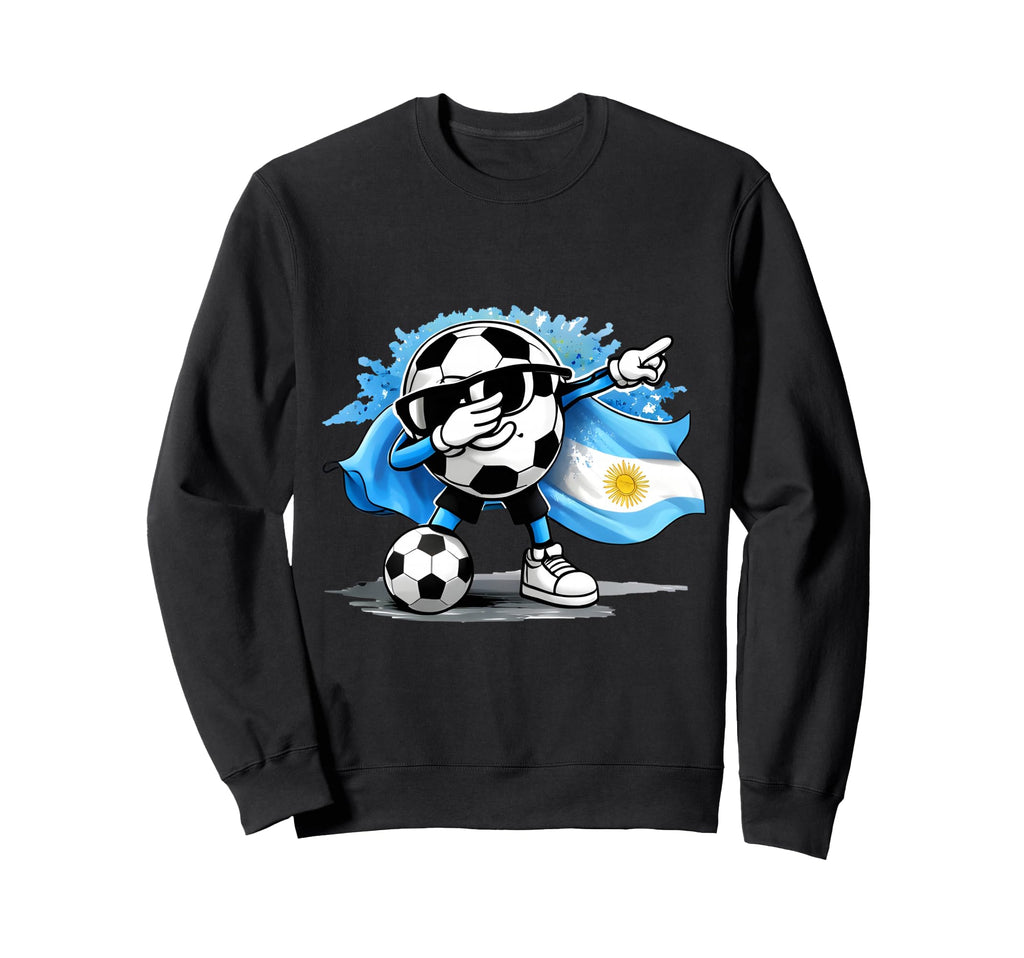 Dabbing Ball Soccer Argentina Flag Sweatshirt - Fun Novelty Design Unisex - T-Shirt, Sweatshirt, Hoodie