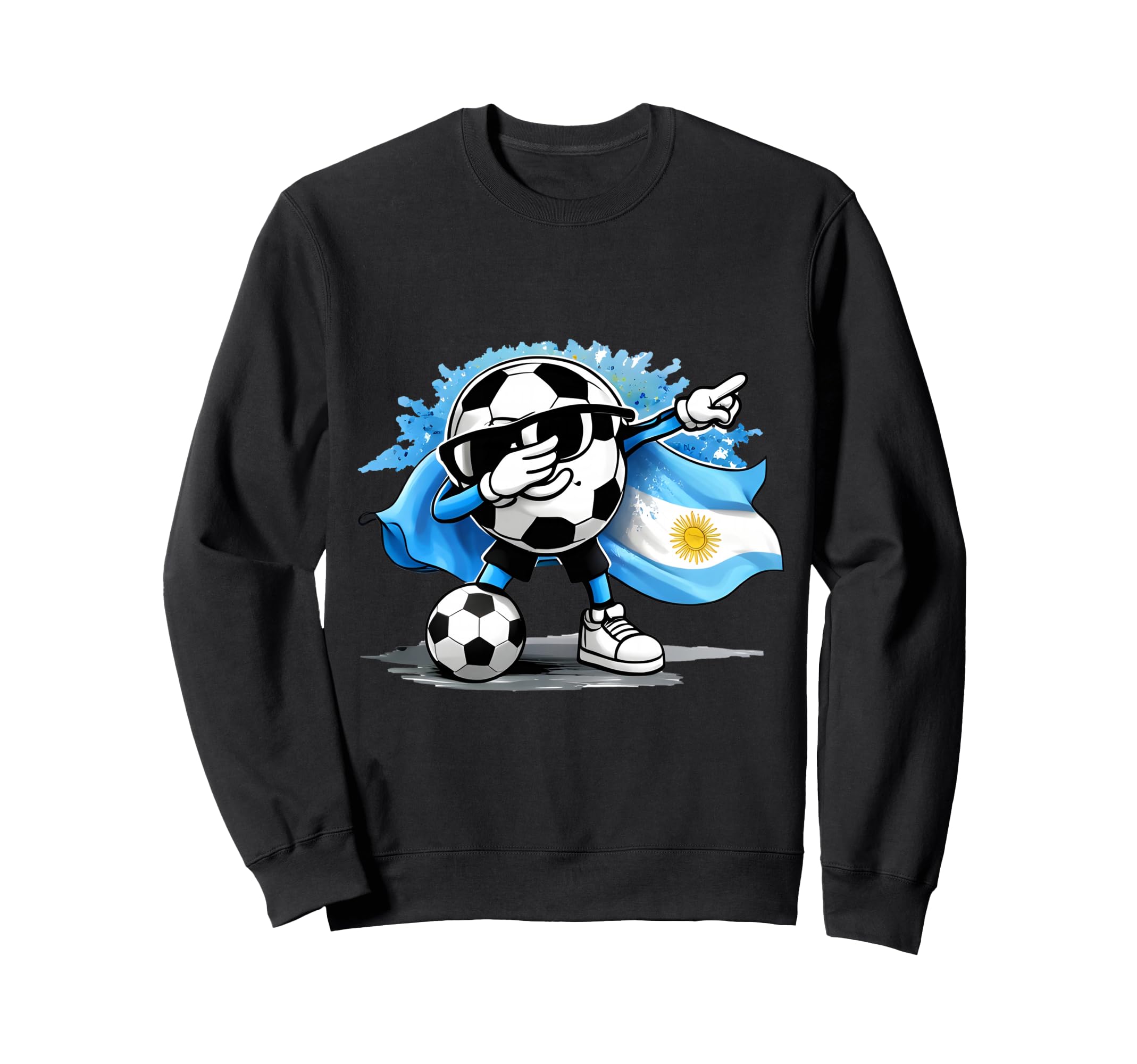 Dabbing Ball Soccer Argentina Flag Sweatshirt - Fun Novelty Design Unisex - T-Shirt, Sweatshirt, Hoodie