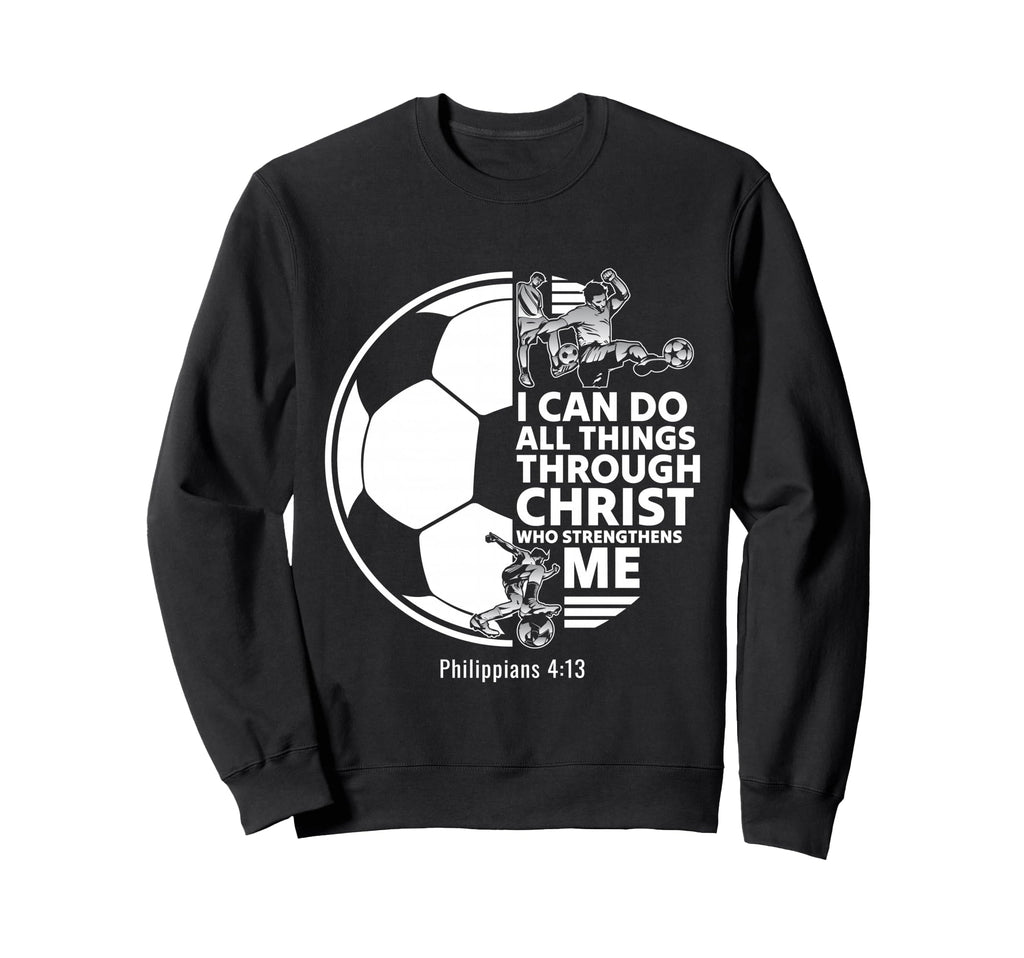 Christian Soccer Faith Verse Sweatshirt - Minimalist Print for Adults - T-Shirt, Sweatshirt, Hoodie