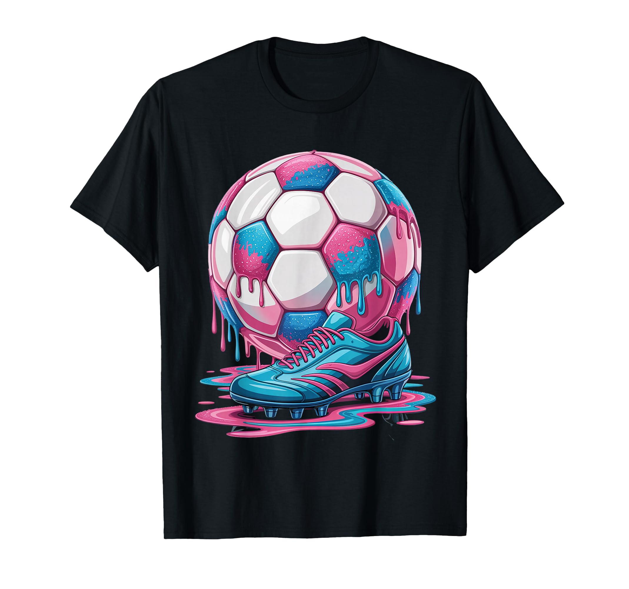 Soccer Ball Drip Ice Cream Drip Game T-Shirt - Custom Art Print Men Women - T-Shirt, Sweatshirt, Hoodie