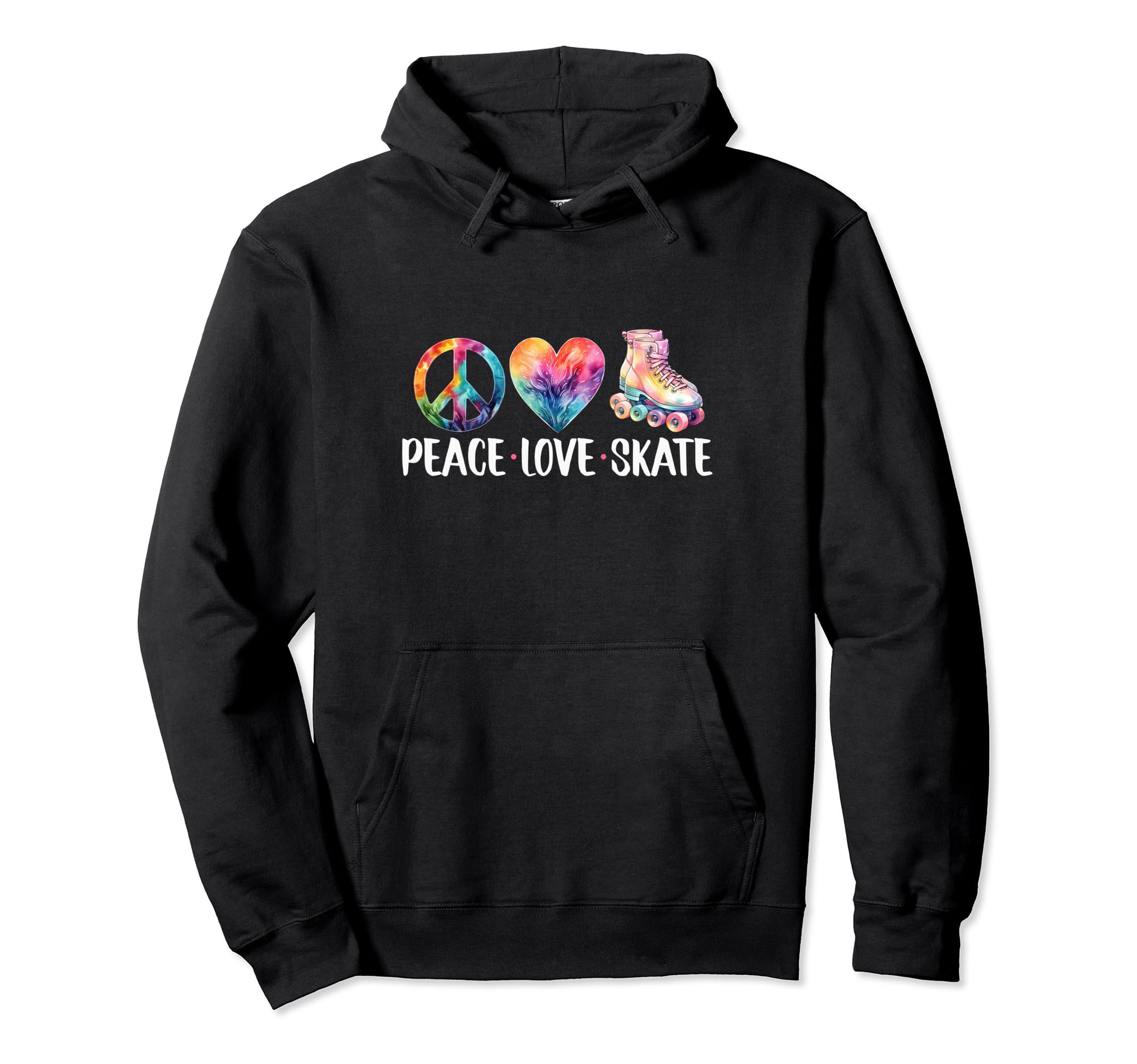 Peace Love Skate Roller Skates 70S 80S Hoodie - Graphic Print for Adults - T-Shirt, Sweatshirt, Hoodie