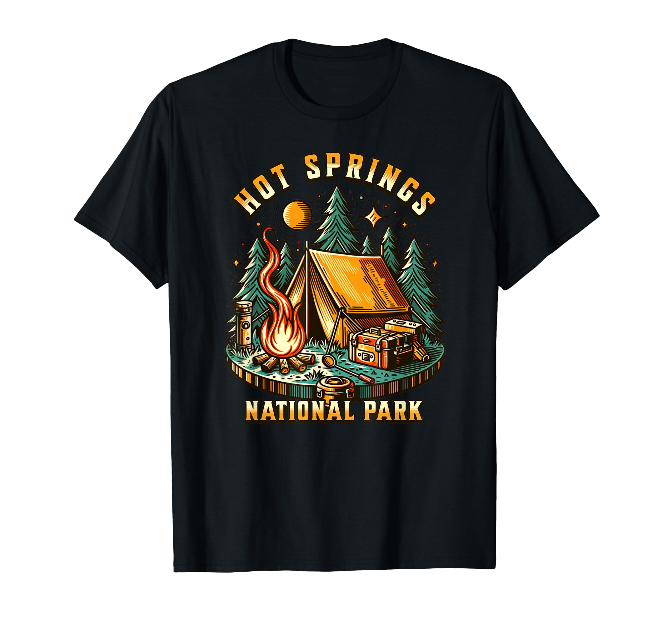 Camping Forest Tent Campfire Hot T-Shirt - Trendy Graphic for Adults - T-Shirt, Sweatshirt, Hoodie
