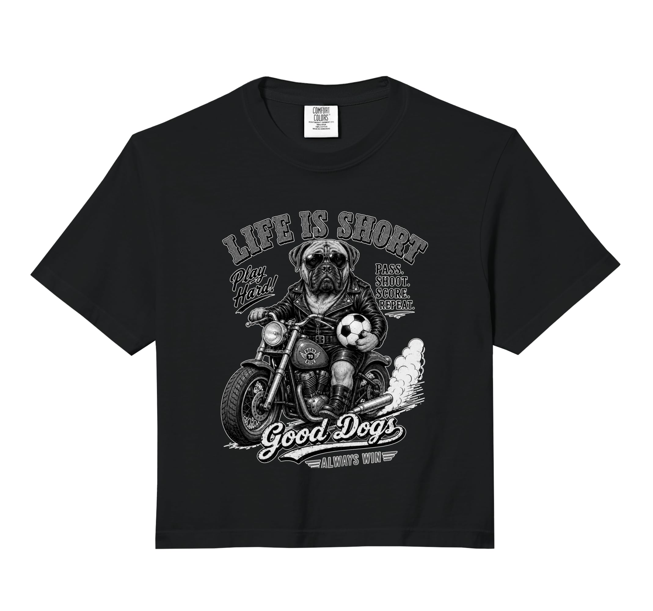 Mastiff Motorbike Love Footbal T-Shirt - Fun Novelty Design for Adults - T-Shirt, Sweatshirt, Hoodie