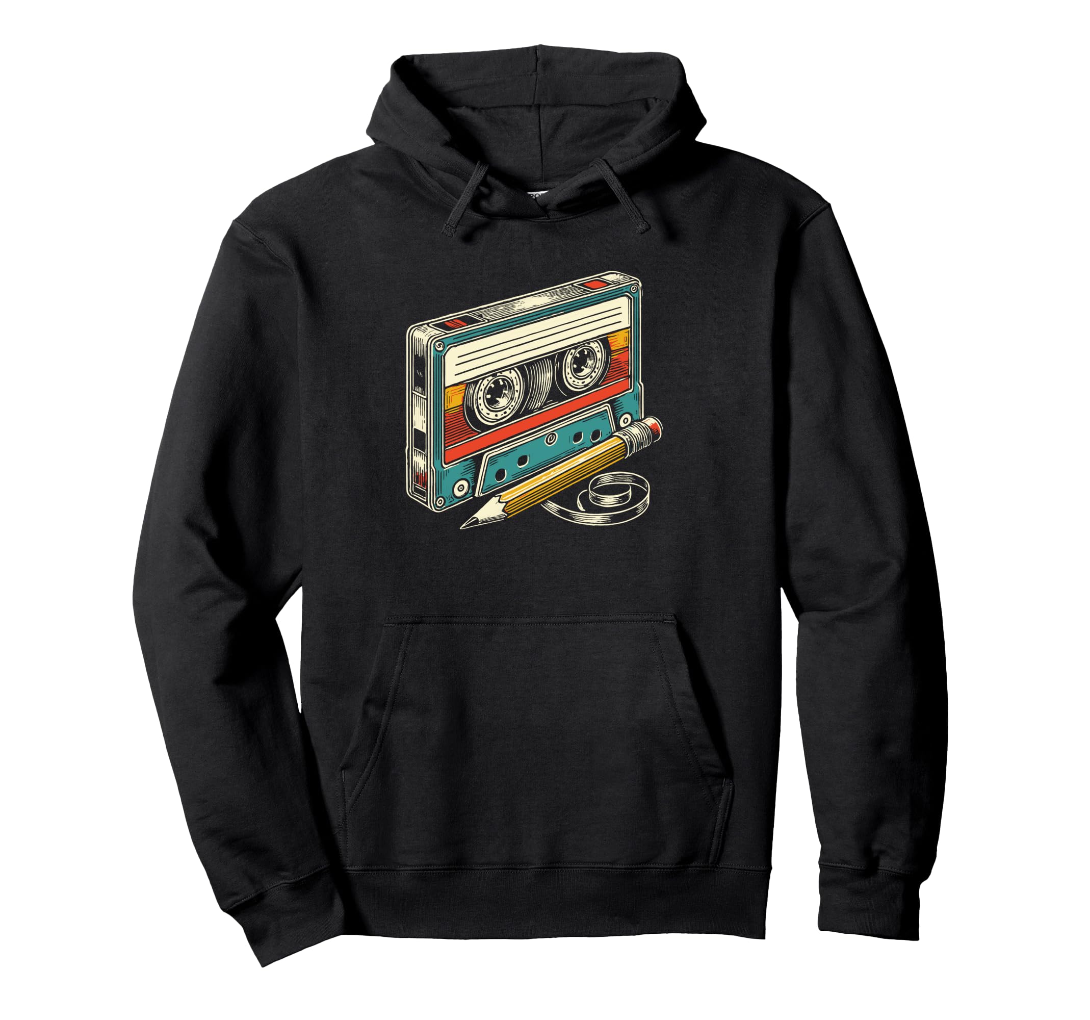 Cassette Tape Pencil Hoodie - Unique Graphic Men Women - T-Shirt, Sweatshirt, Hoodie