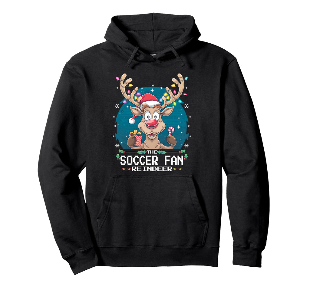 Soccer Fan Reindeer Matching Family Hoodie - Minimalist Print for Adults - T-Shirt, Sweatshirt, Hoodie