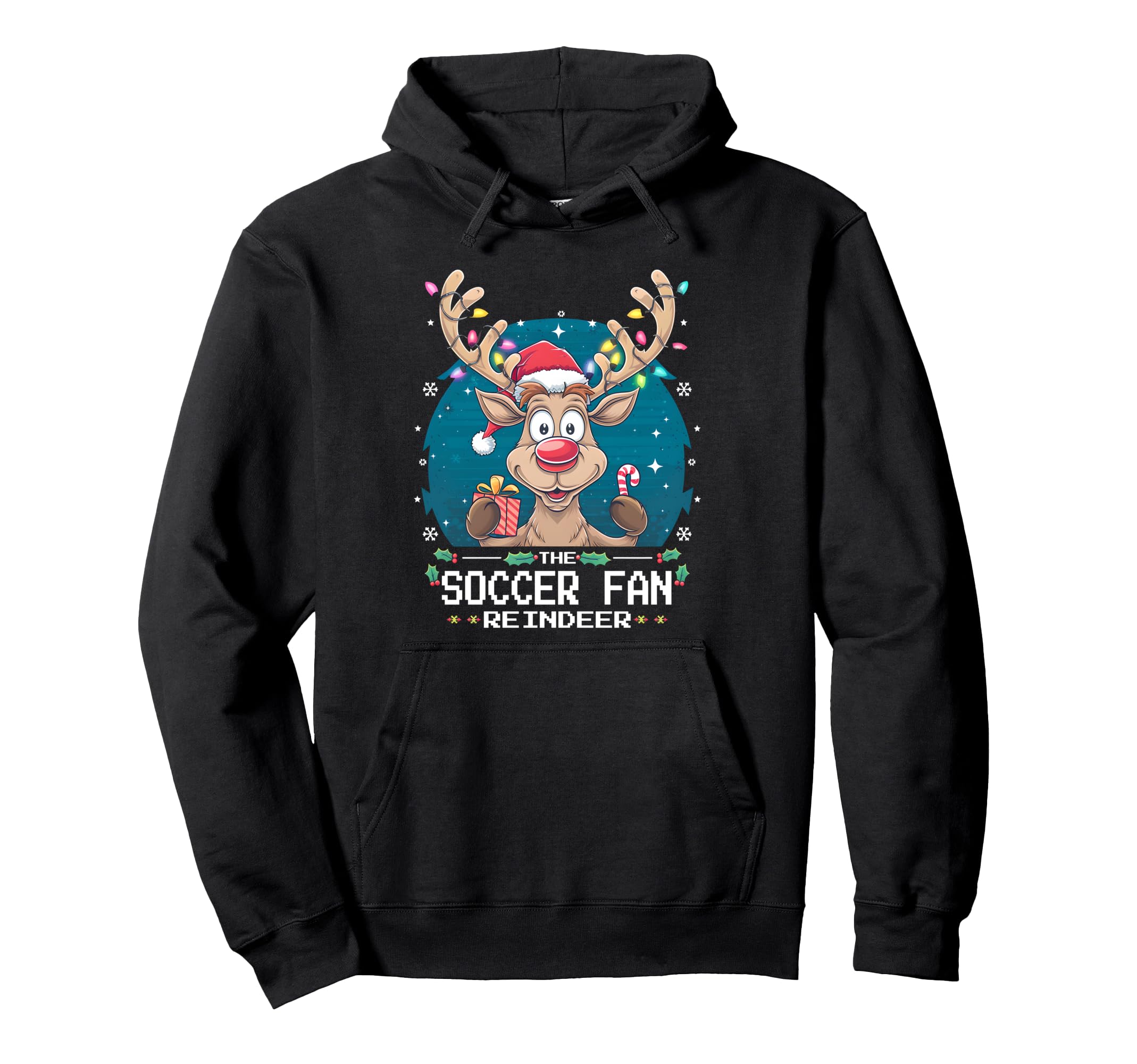Soccer Fan Reindeer Matching Family Hoodie - Minimalist Print for Adults - T-Shirt, Sweatshirt, Hoodie